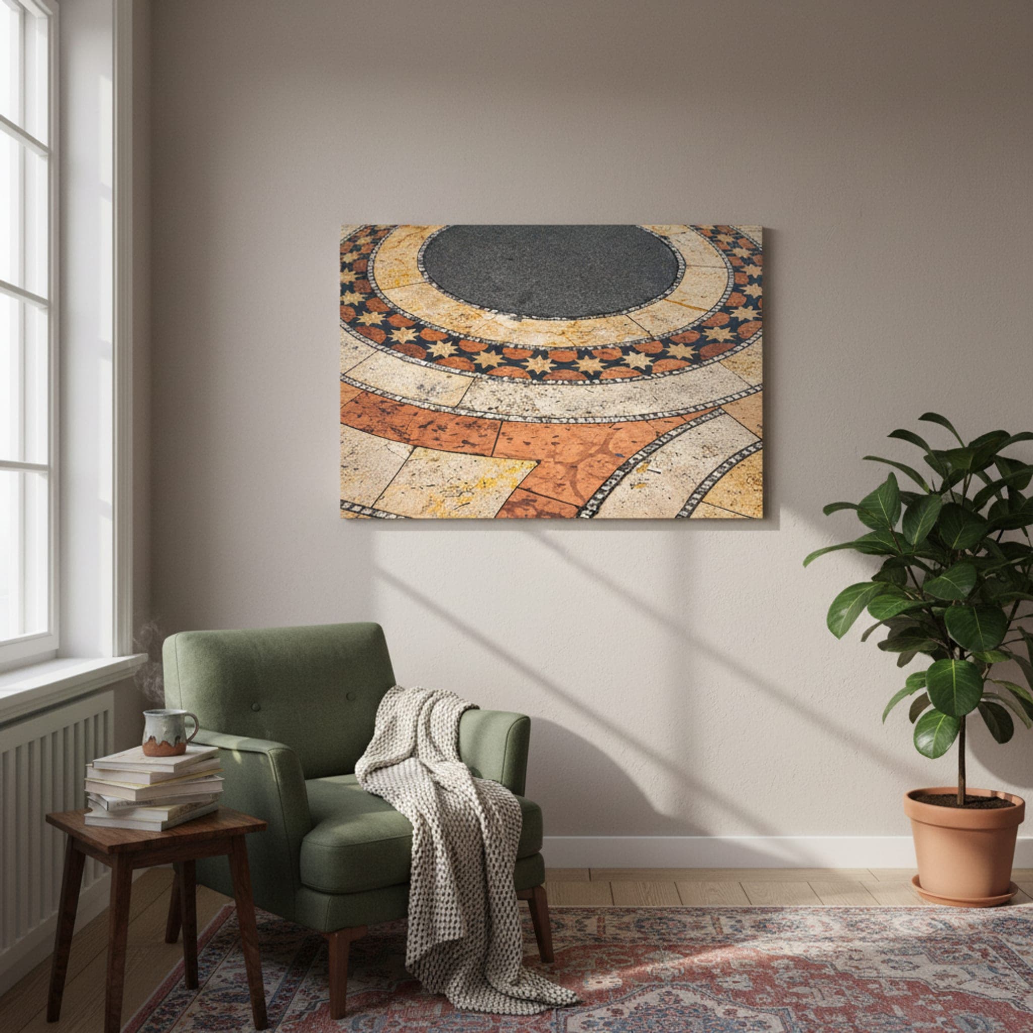 Budapest Star Mosaic shown as a canvas print in a styled interior, view 2 of 3