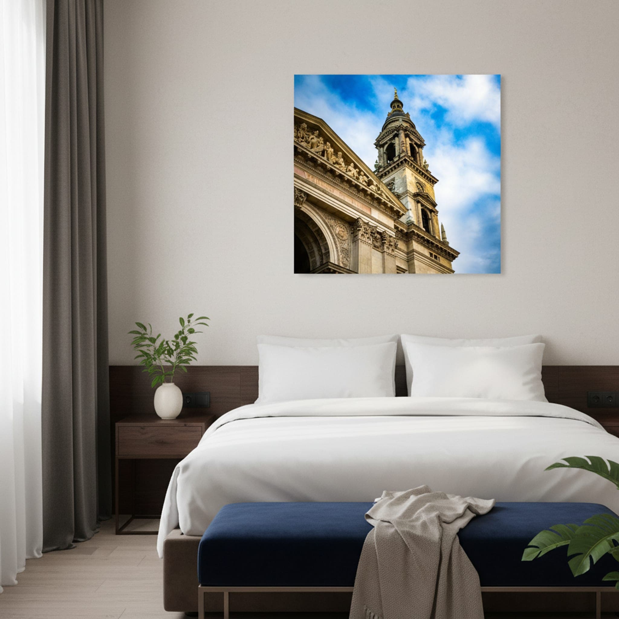 Budapest's Sacred Heights shown as a canvas print in a styled interior, view 1 of 3