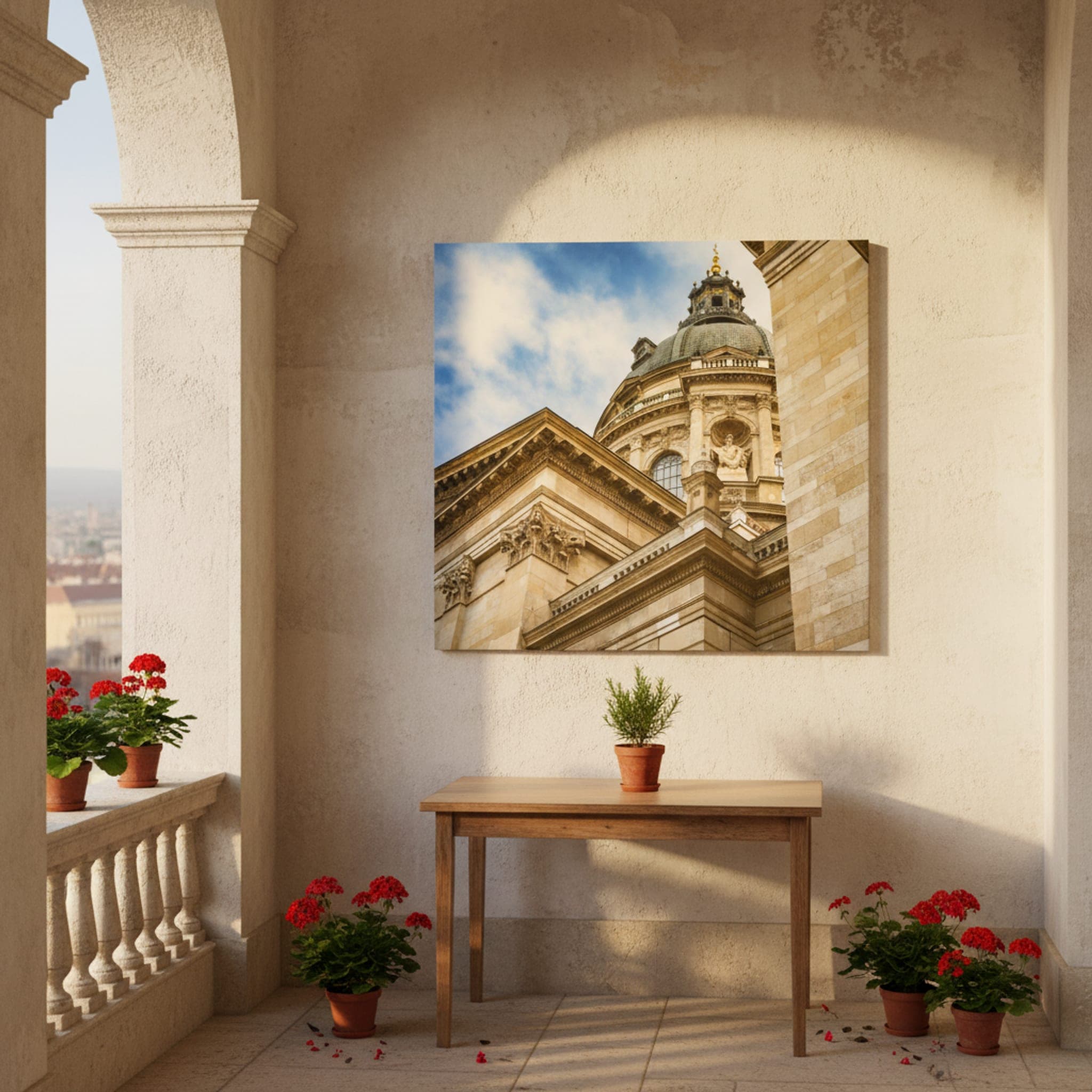 Budapest Basilica Grandeur shown as a canvas print in a styled interior, view 2 of 3