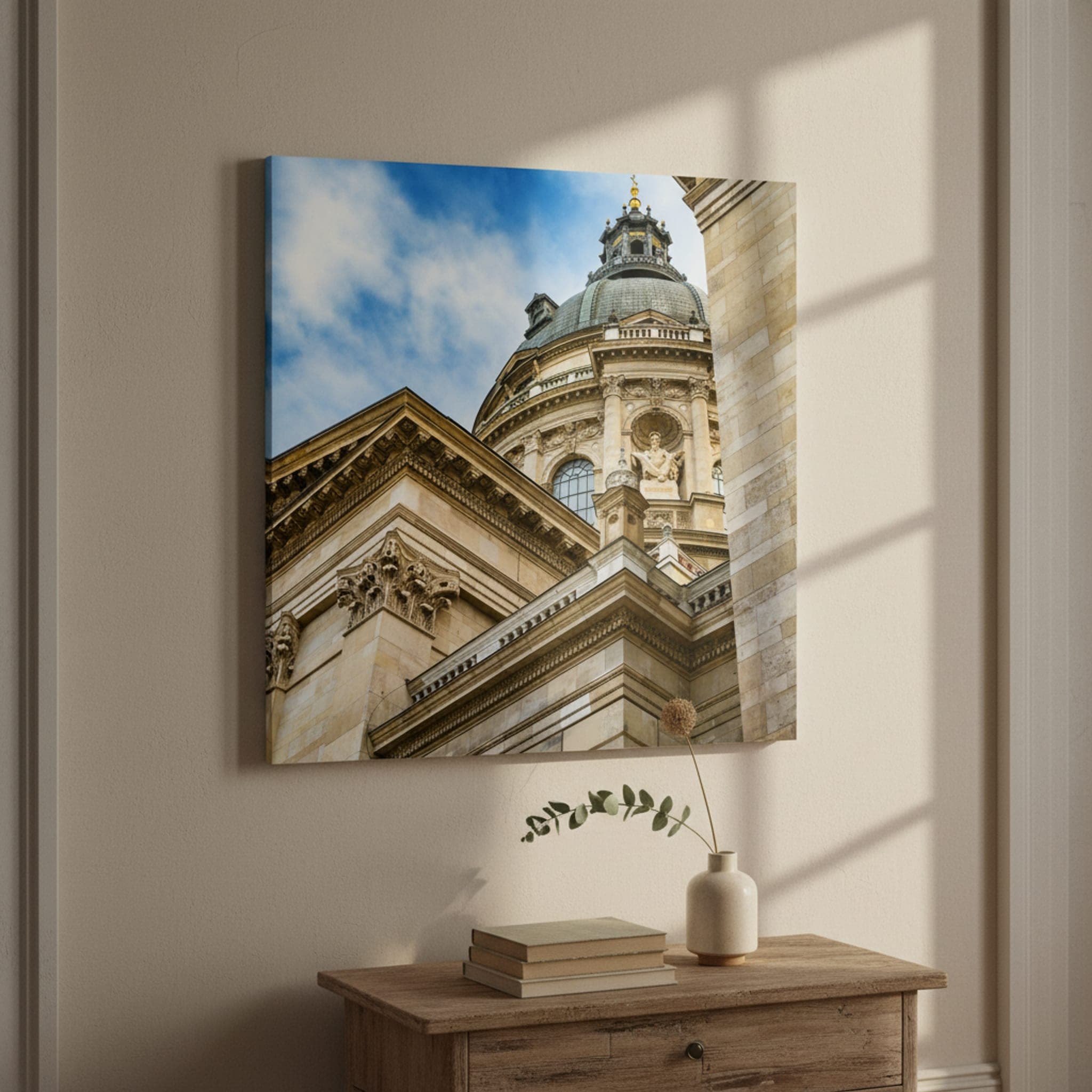 Budapest Basilica Grandeur shown as a canvas print in a styled interior, view 3 of 3