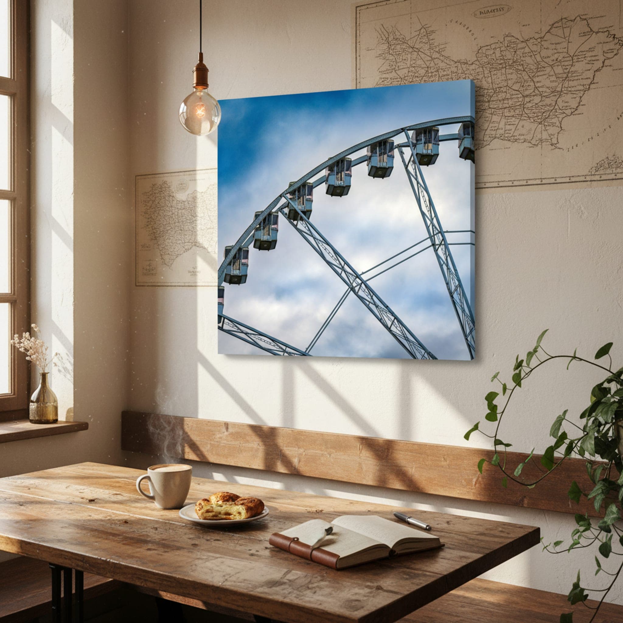 Budapest Sky Wheel shown as a canvas print in a styled interior, view 3 of 3