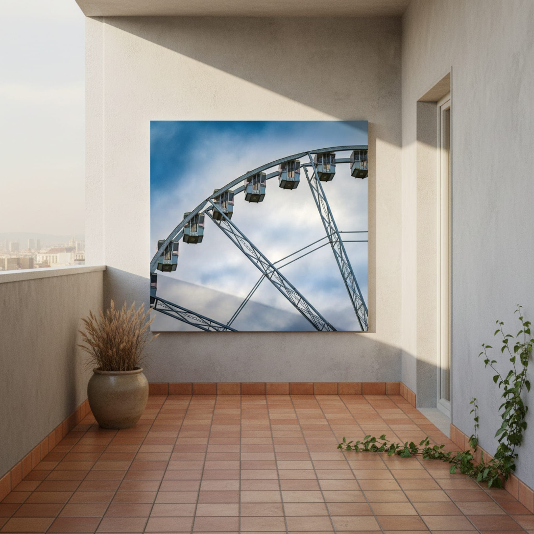 Budapest Sky Wheel shown as a canvas print in a styled interior, view 2 of 3