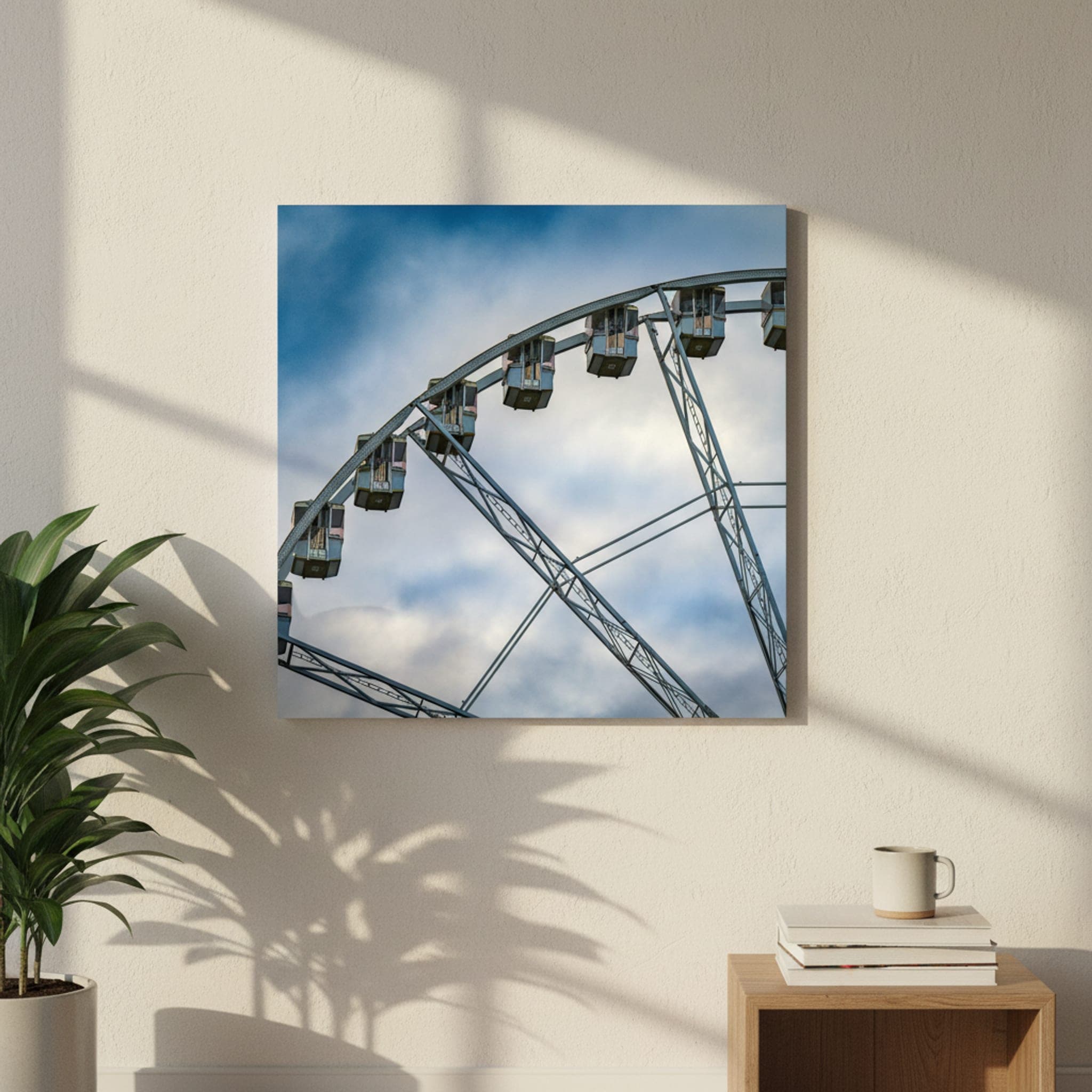 Budapest Sky Wheel shown as a canvas print in a styled interior, view 1 of 3