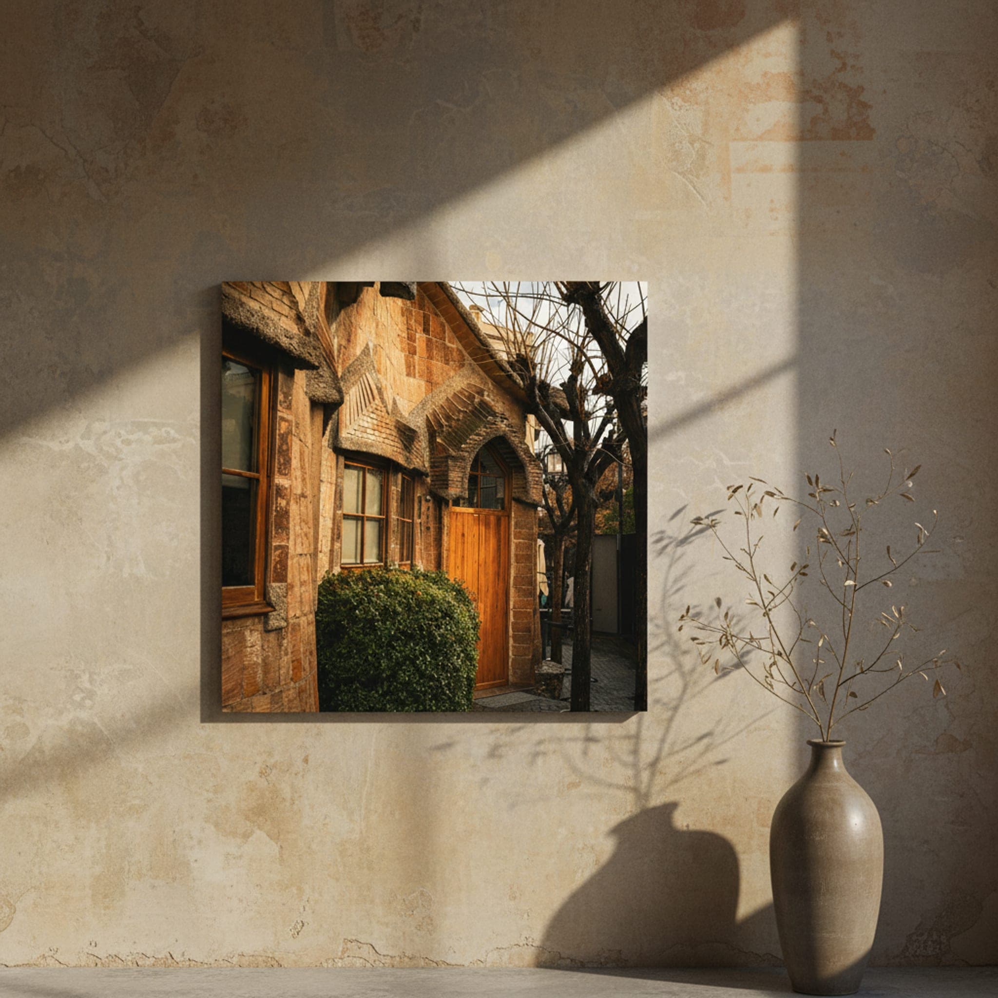 Gaudi's Whispers shown as a canvas print in a styled interior, view 3 of 3