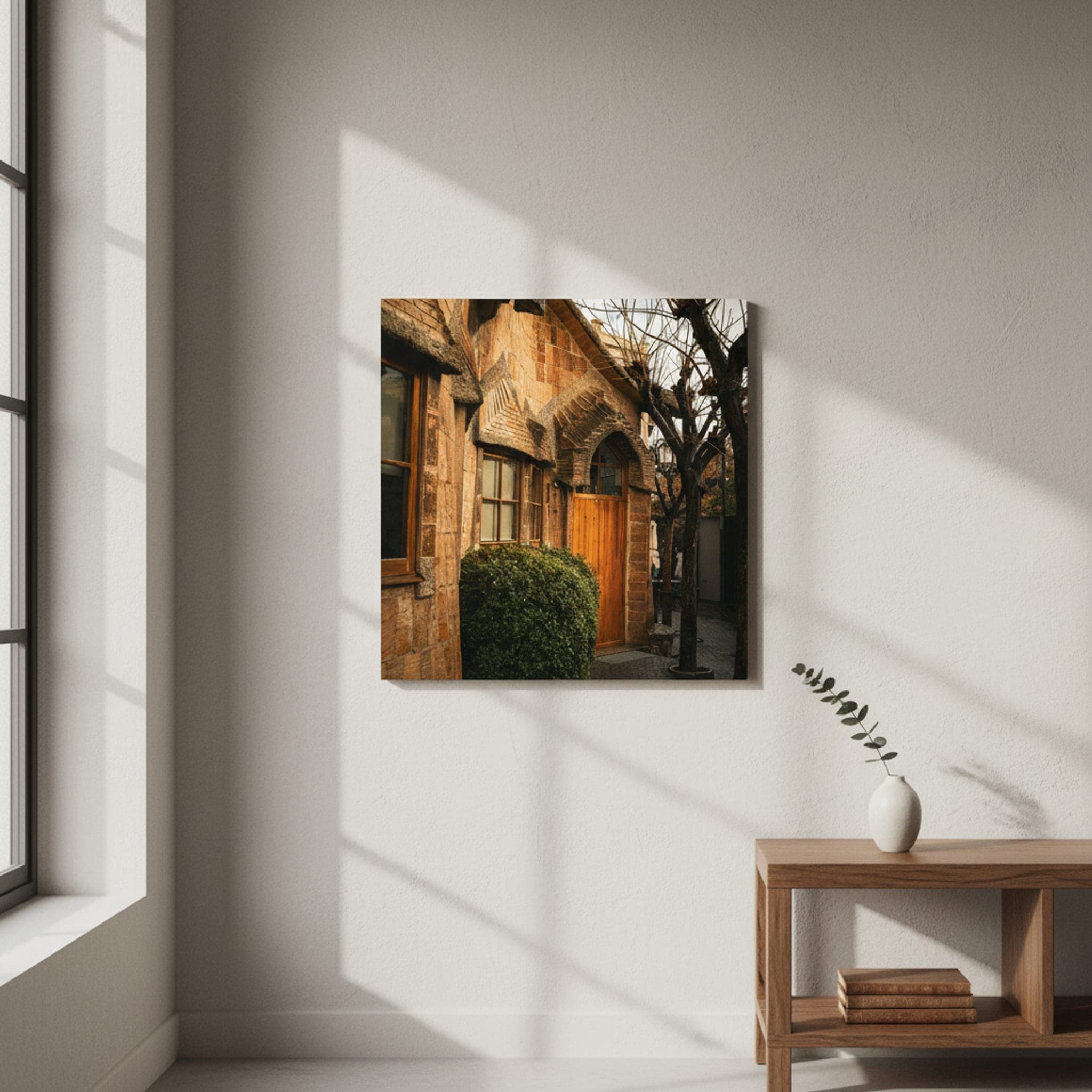 Gaudi's Whispers shown as a canvas print in a styled interior, view 2 of 3