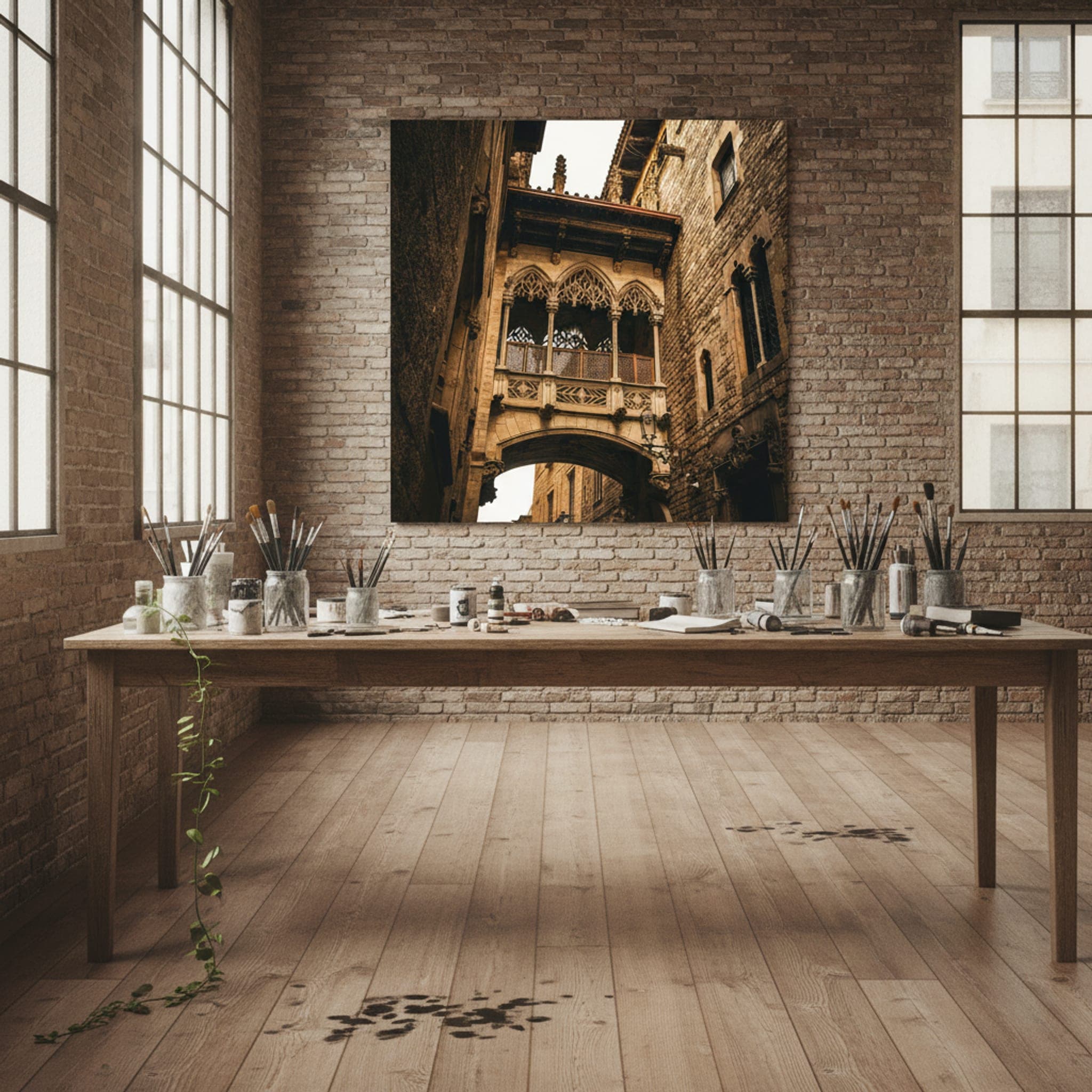 Gothic Archway's Embrace shown as a canvas print in a styled interior, view 3 of 3