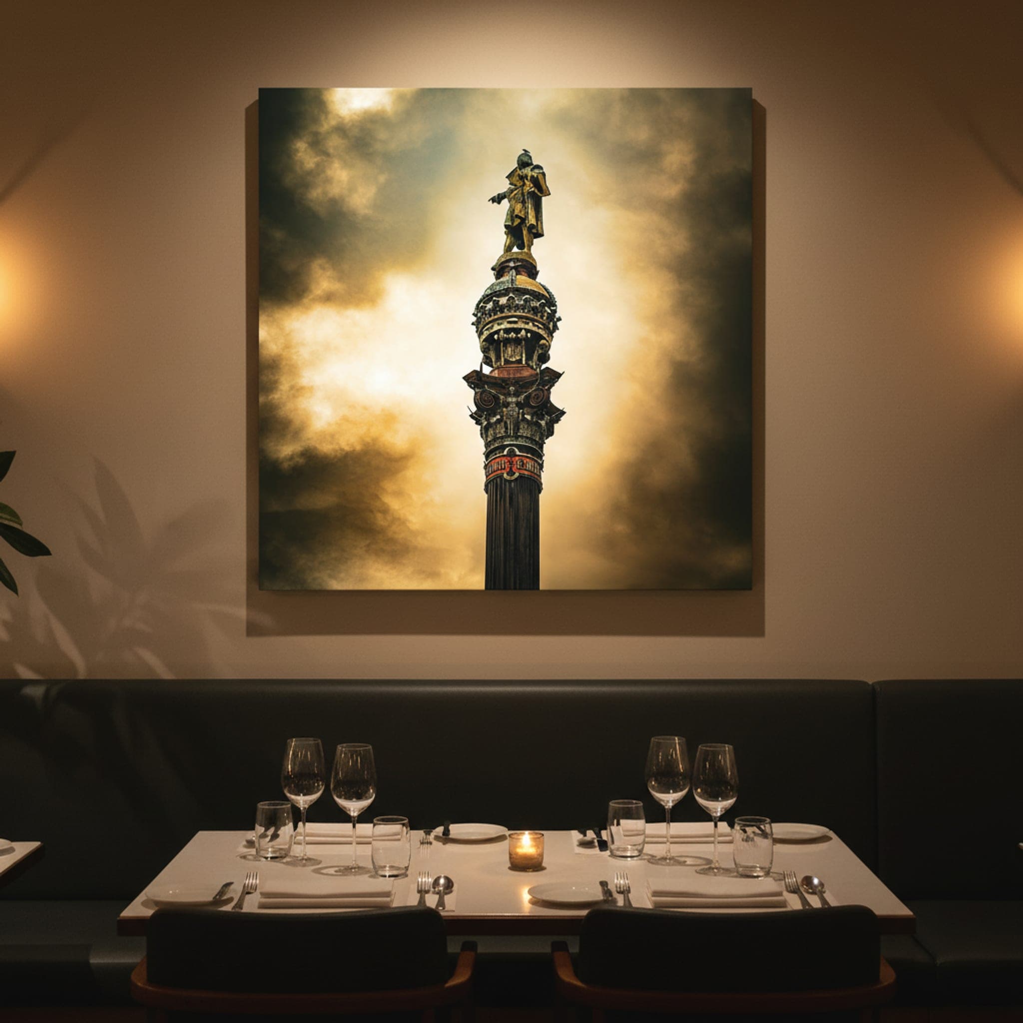 Columbus's Stormy Vigil shown as a canvas print in a styled interior, view 3 of 3
