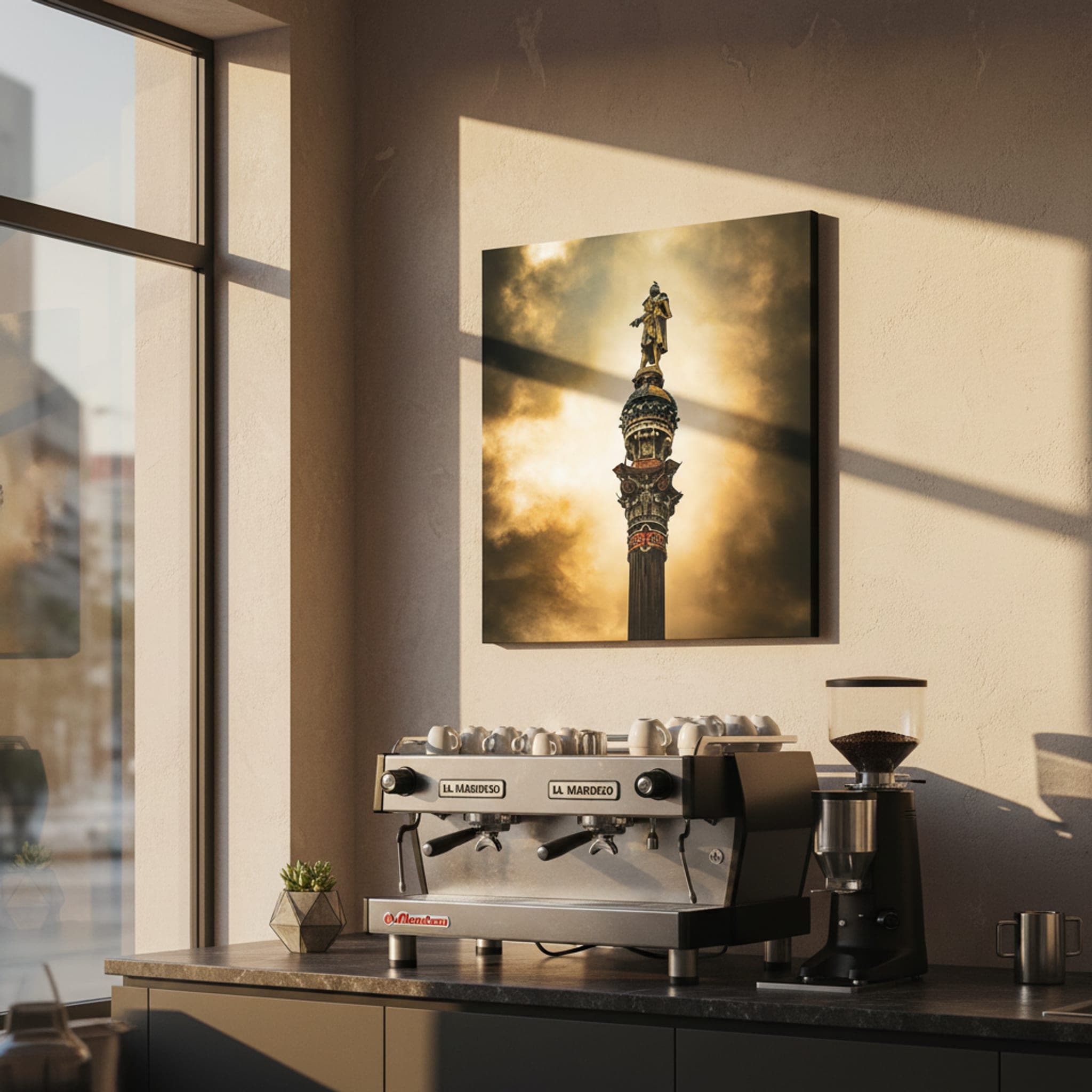 Columbus's Stormy Vigil shown as a canvas print in a styled interior, view 2 of 3