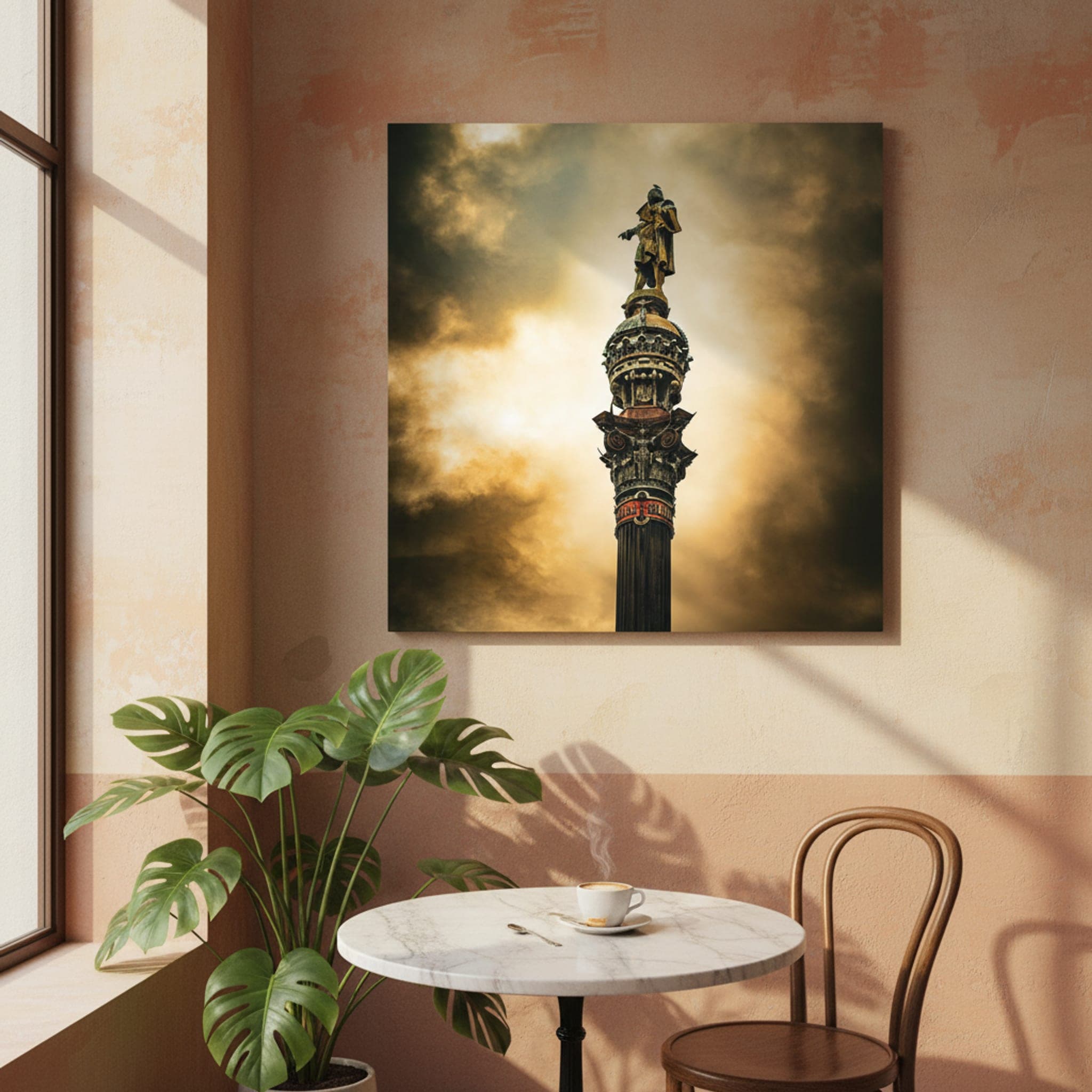 Columbus's Stormy Vigil shown as a canvas print in a styled interior, view 1 of 3