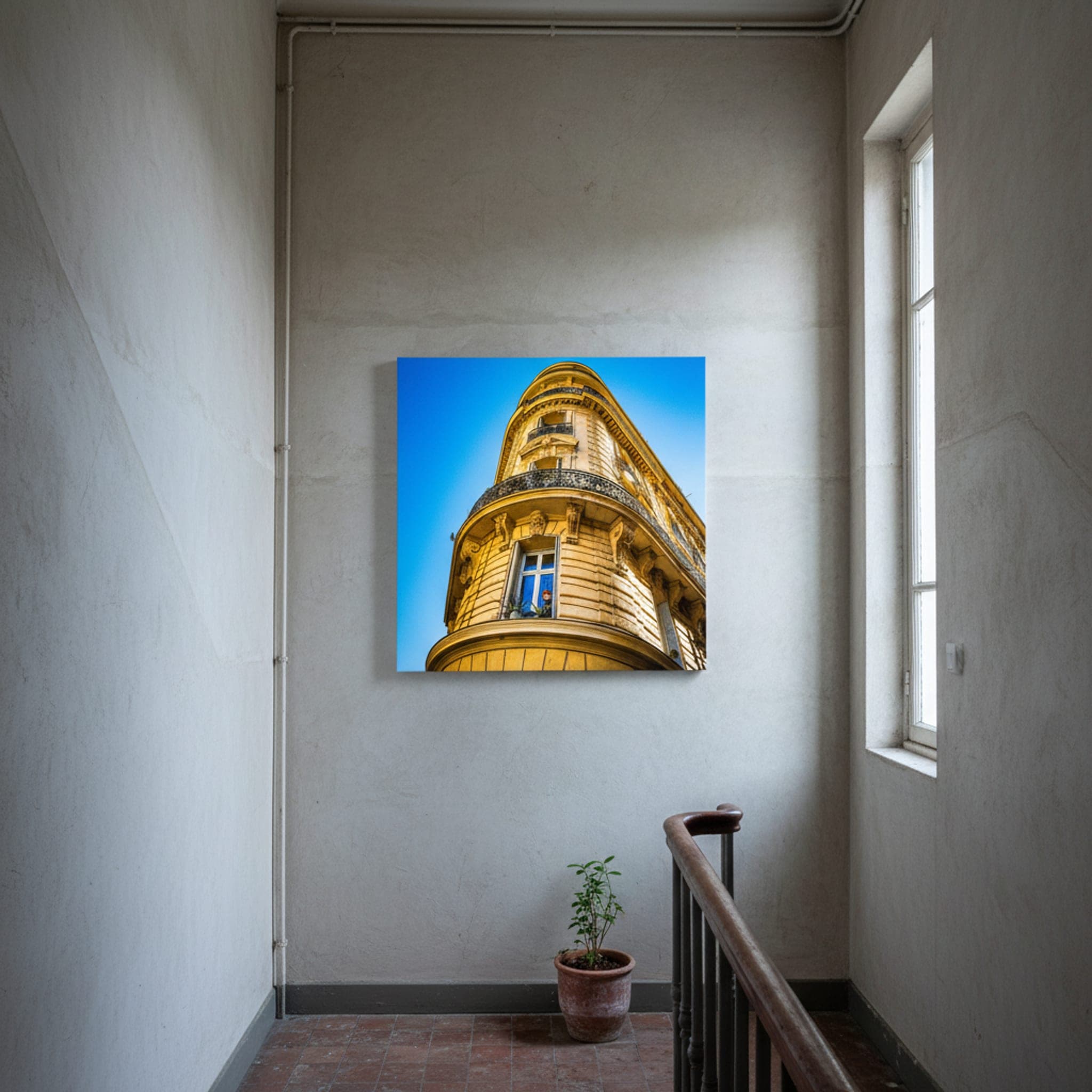 Marseille Ochre Curve shown as a canvas print in a styled interior, view 3 of 3