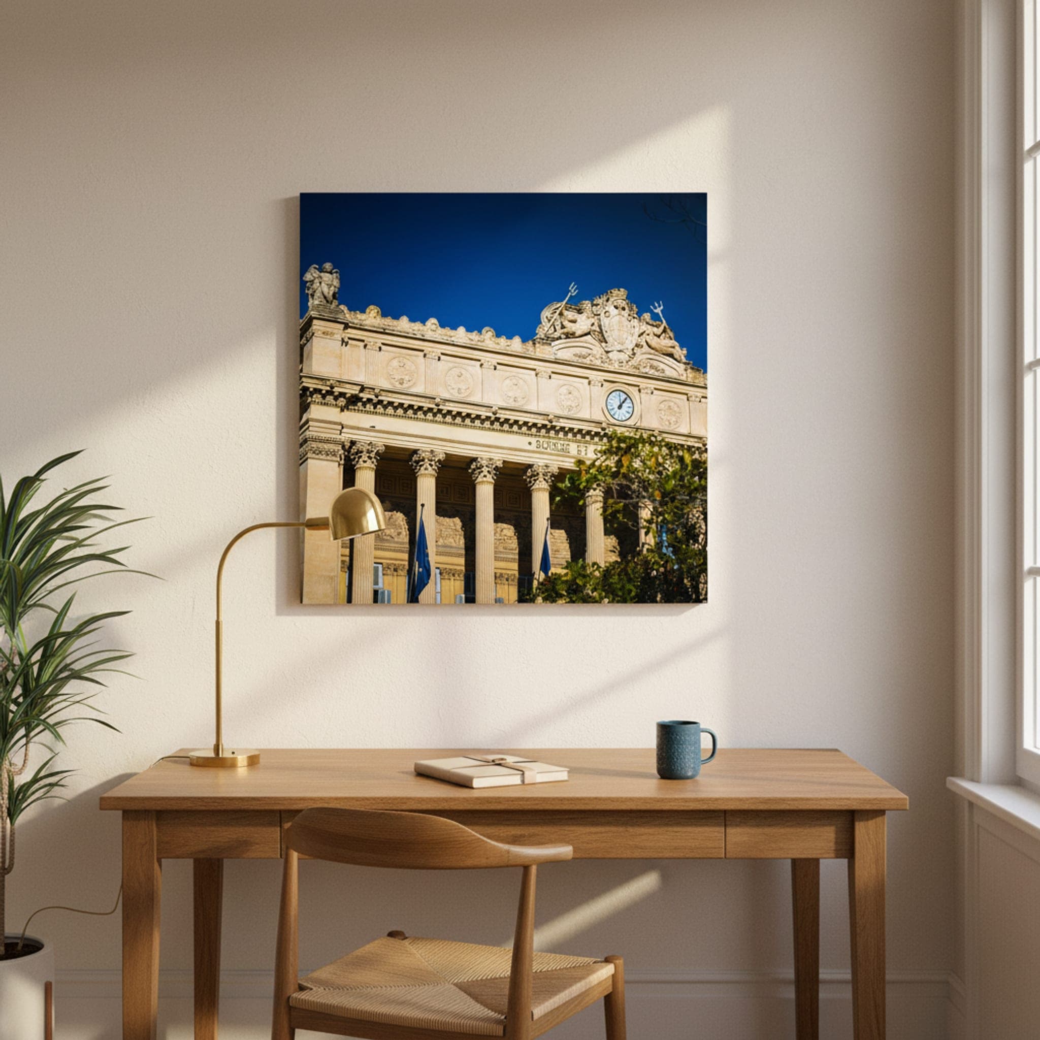 Marseille's Grand Exchange shown as a canvas print in a styled interior, view 3 of 3