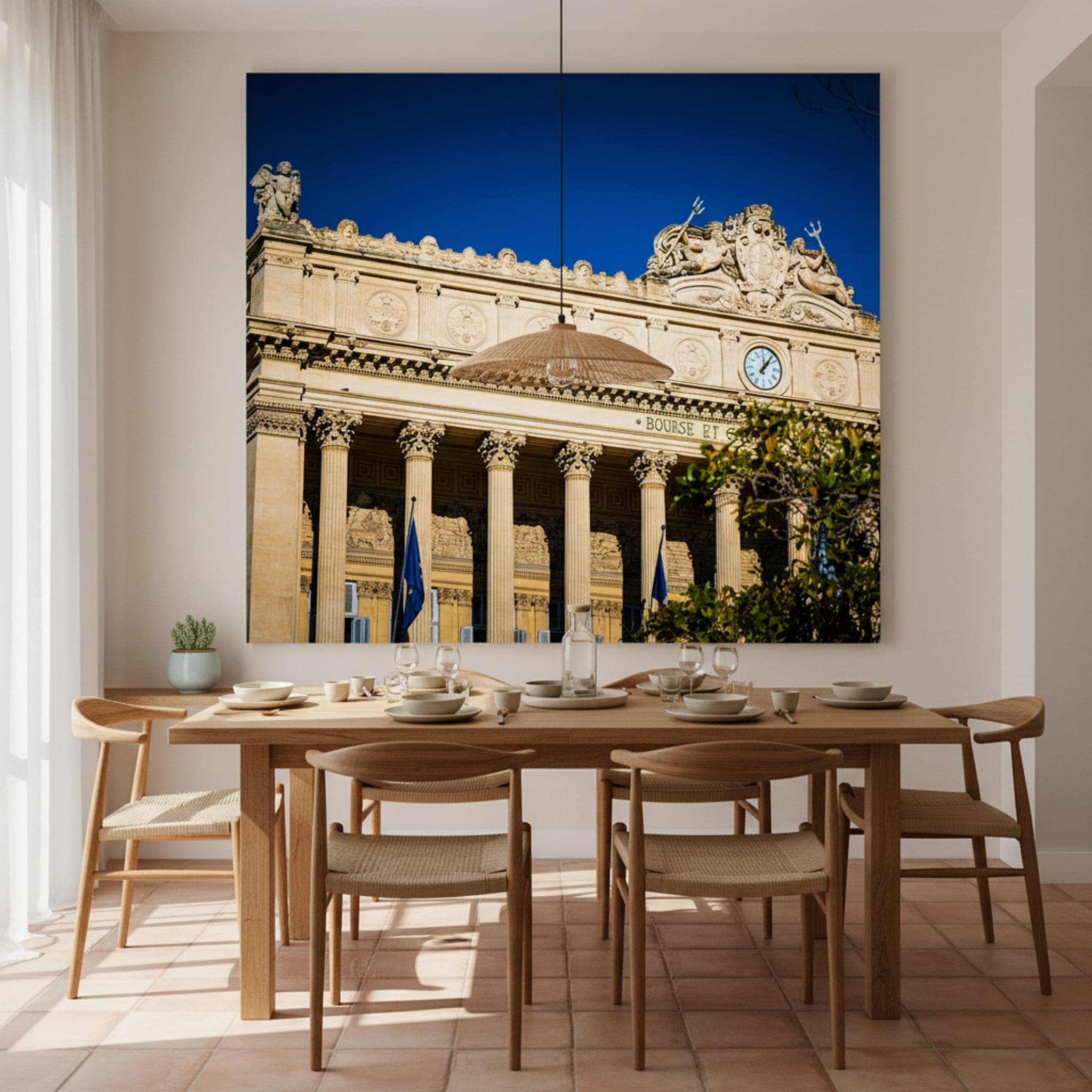 Marseille's Grand Exchange shown as a canvas print in a styled interior, view 2 of 3