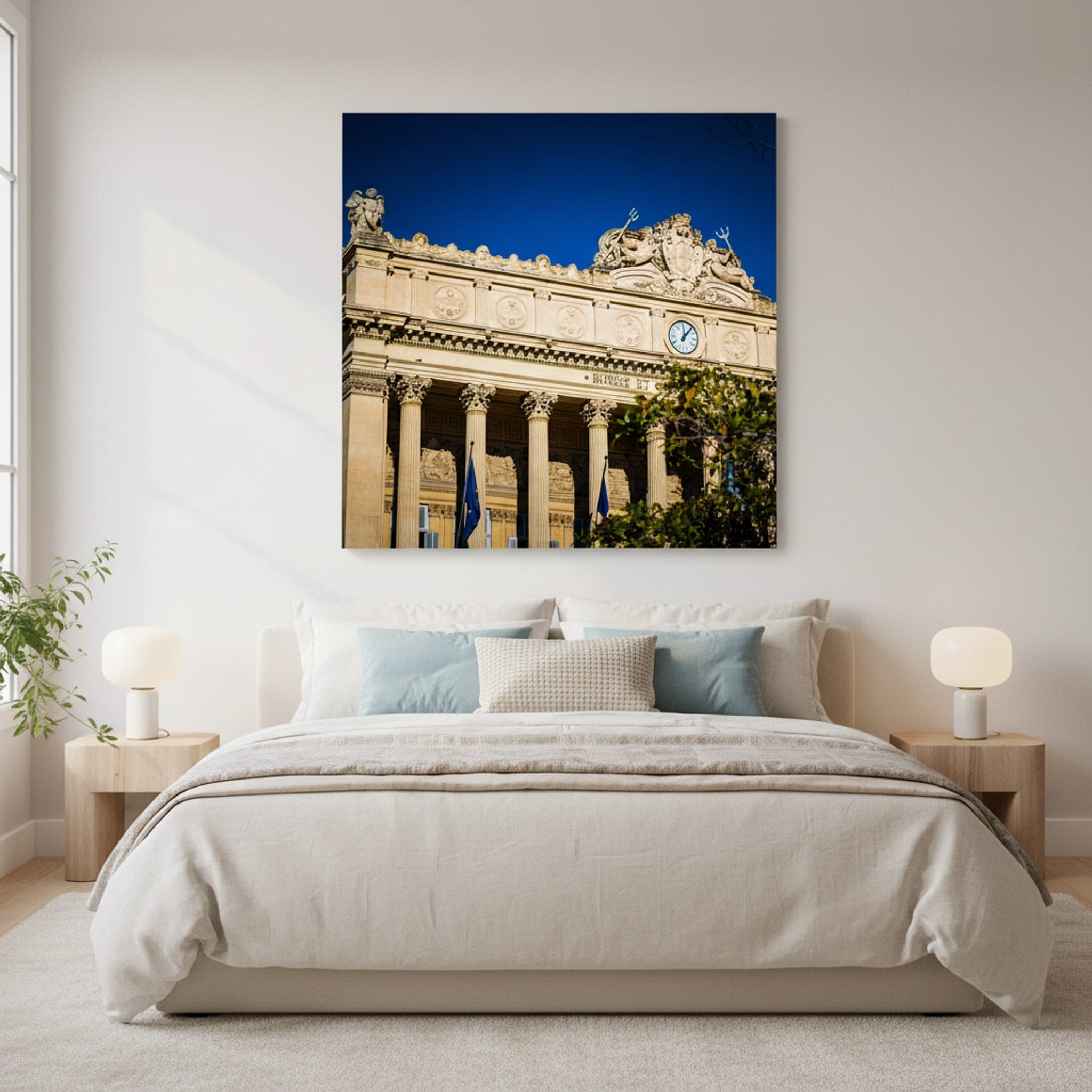 Marseille's Grand Exchange shown as a canvas print in a styled interior, view 1 of 3