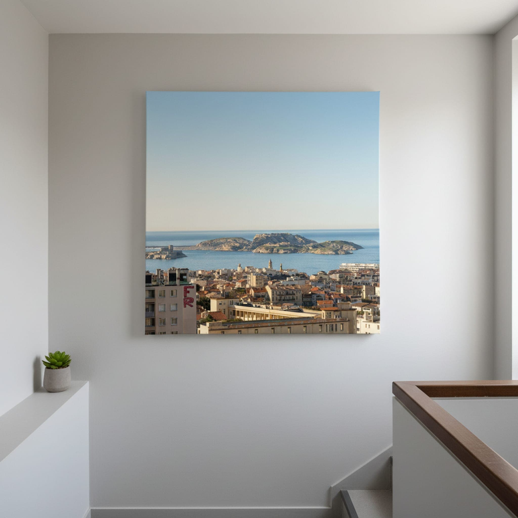 Marseille Islands Horizon shown as a canvas print in a styled interior, view 1 of 3