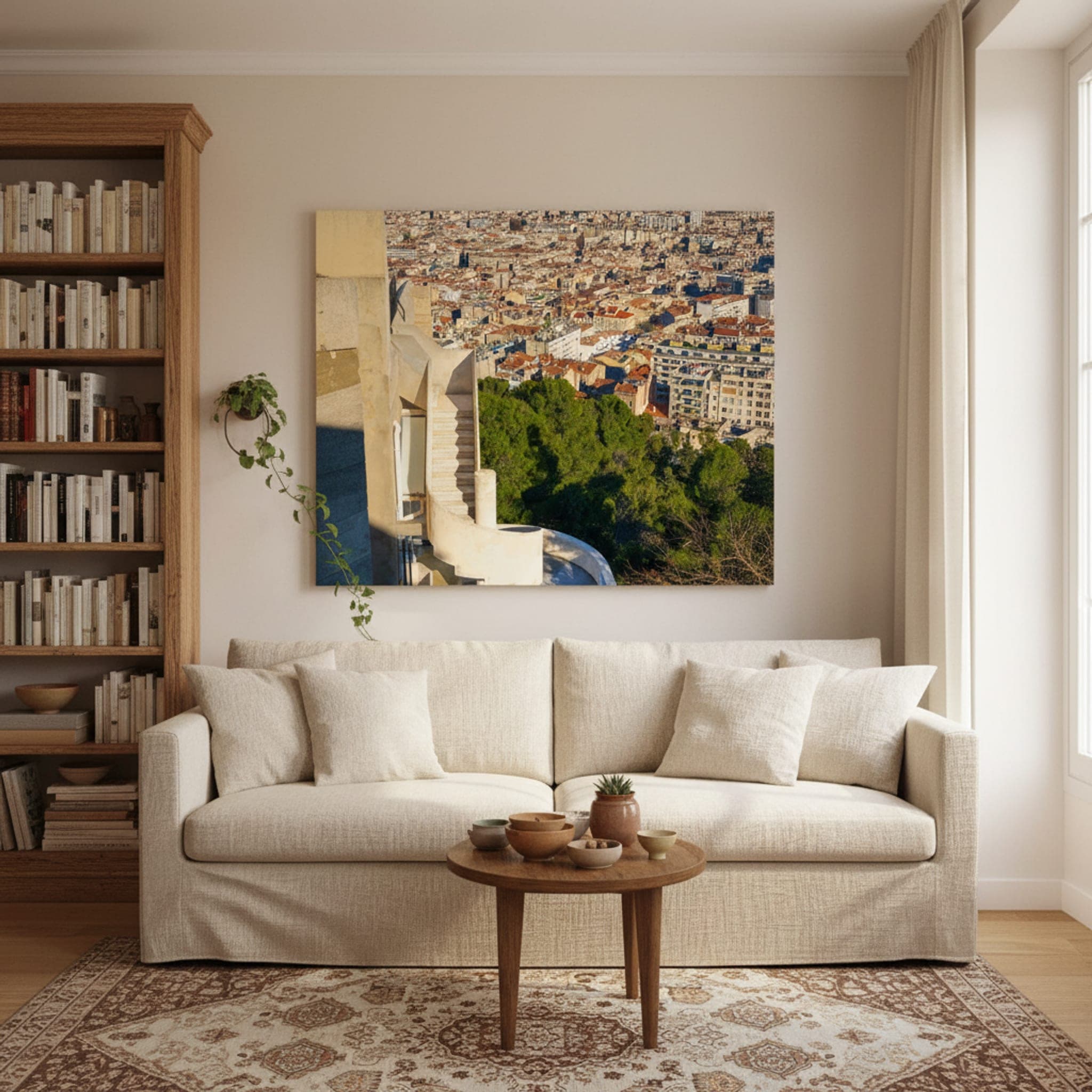 Marseille Ascending shown as a canvas print in a styled interior, view 1 of 3