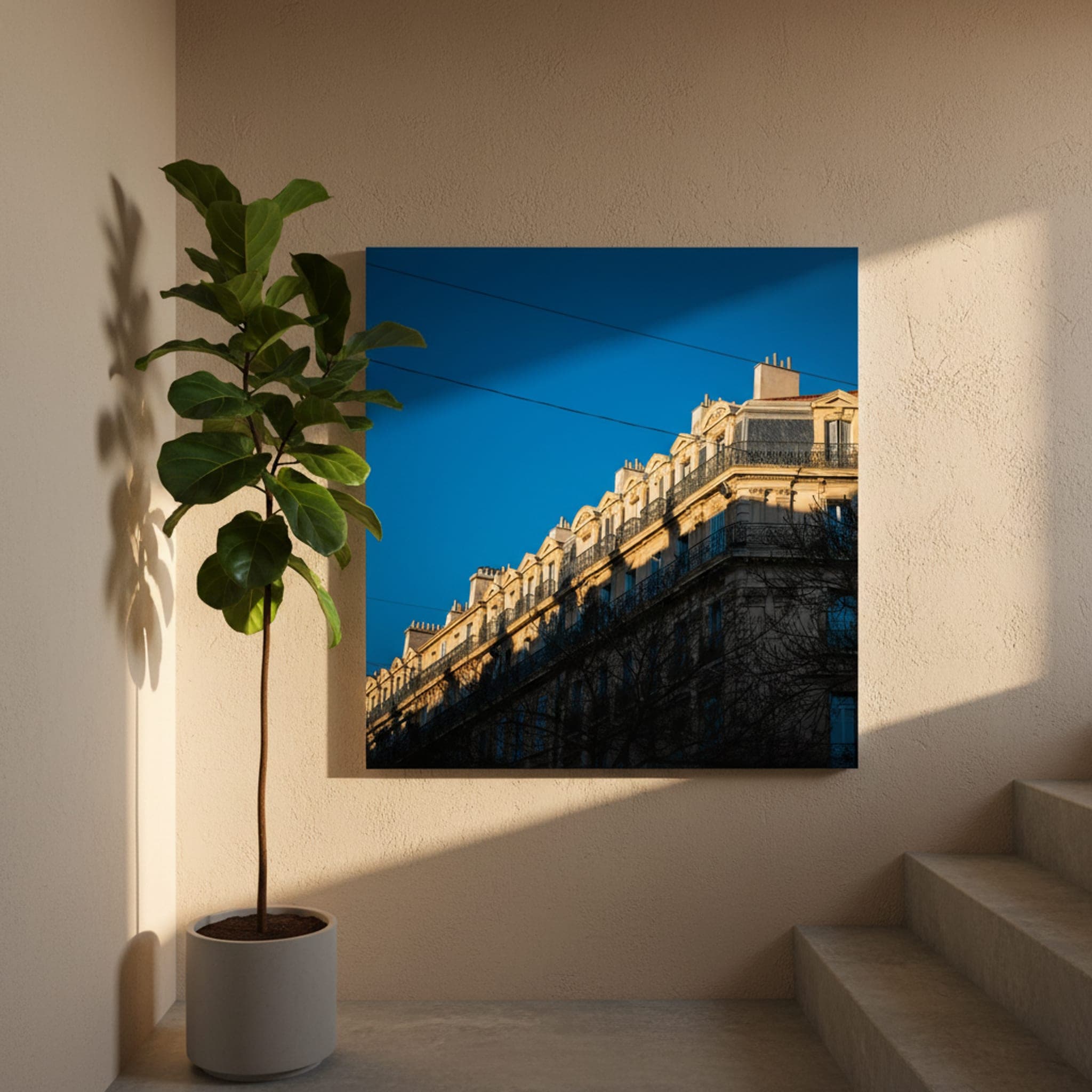 Marseille Afternoon Gold shown as a canvas print in a styled interior, view 3 of 3
