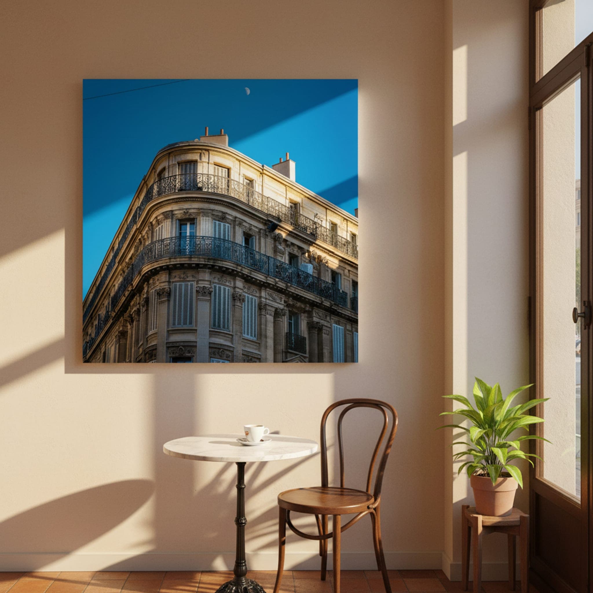 Marseille Golden Corner shown as a canvas print in a styled interior, view 1 of 3