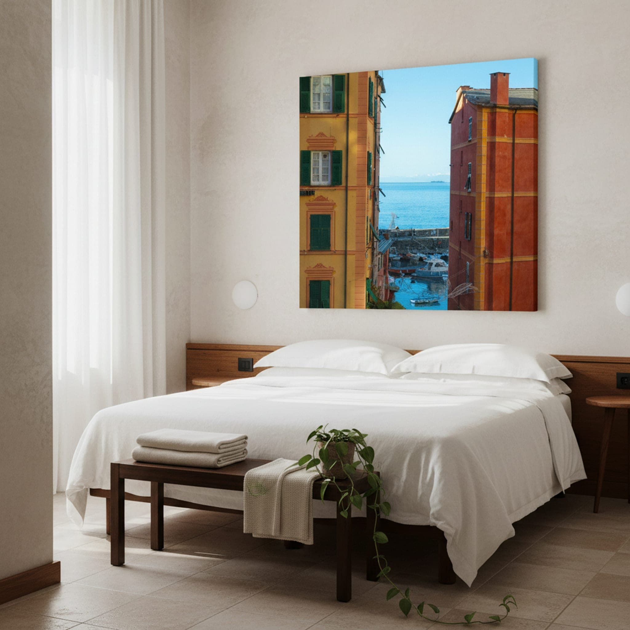 Portofino Harbor Passage shown as a canvas print in a styled interior, view 2 of 3