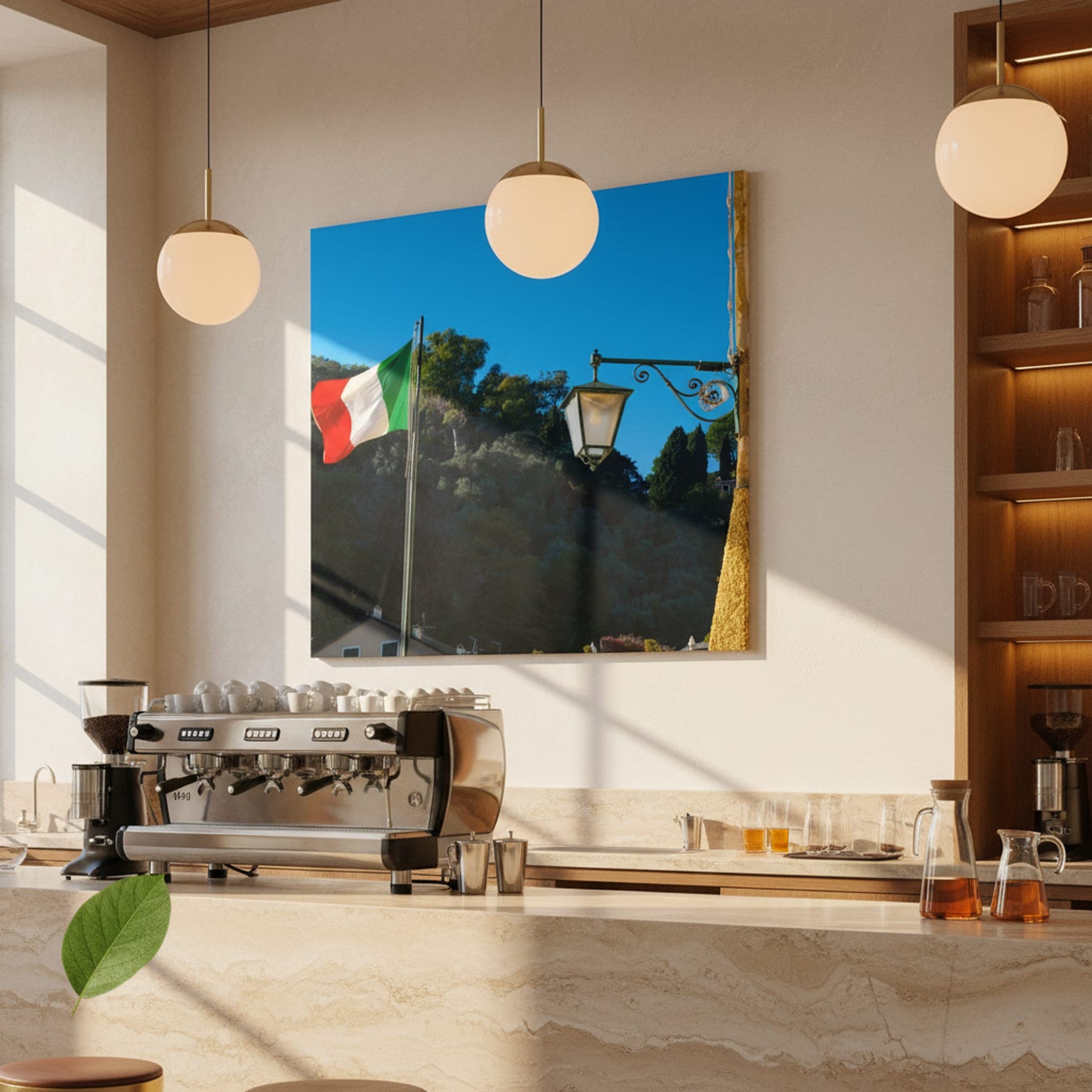 Portofino's Tricolore Salute shown as a canvas print in a styled interior, view 3 of 3