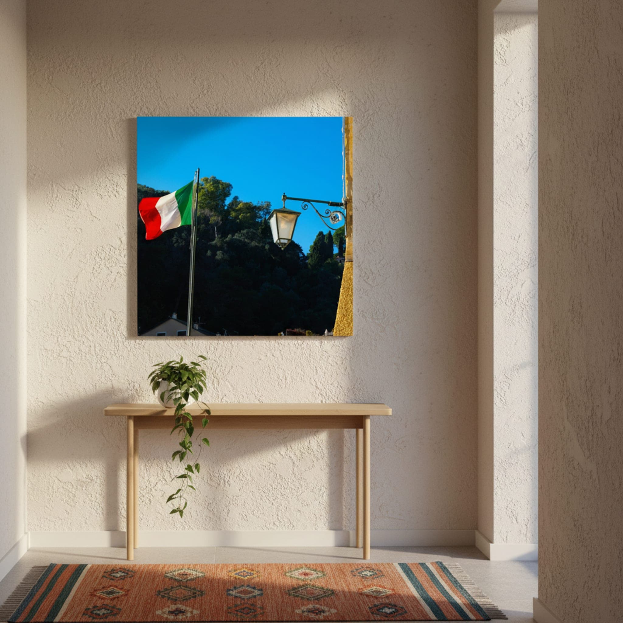 Portofino's Tricolore Salute shown as a canvas print in a styled interior, view 1 of 3