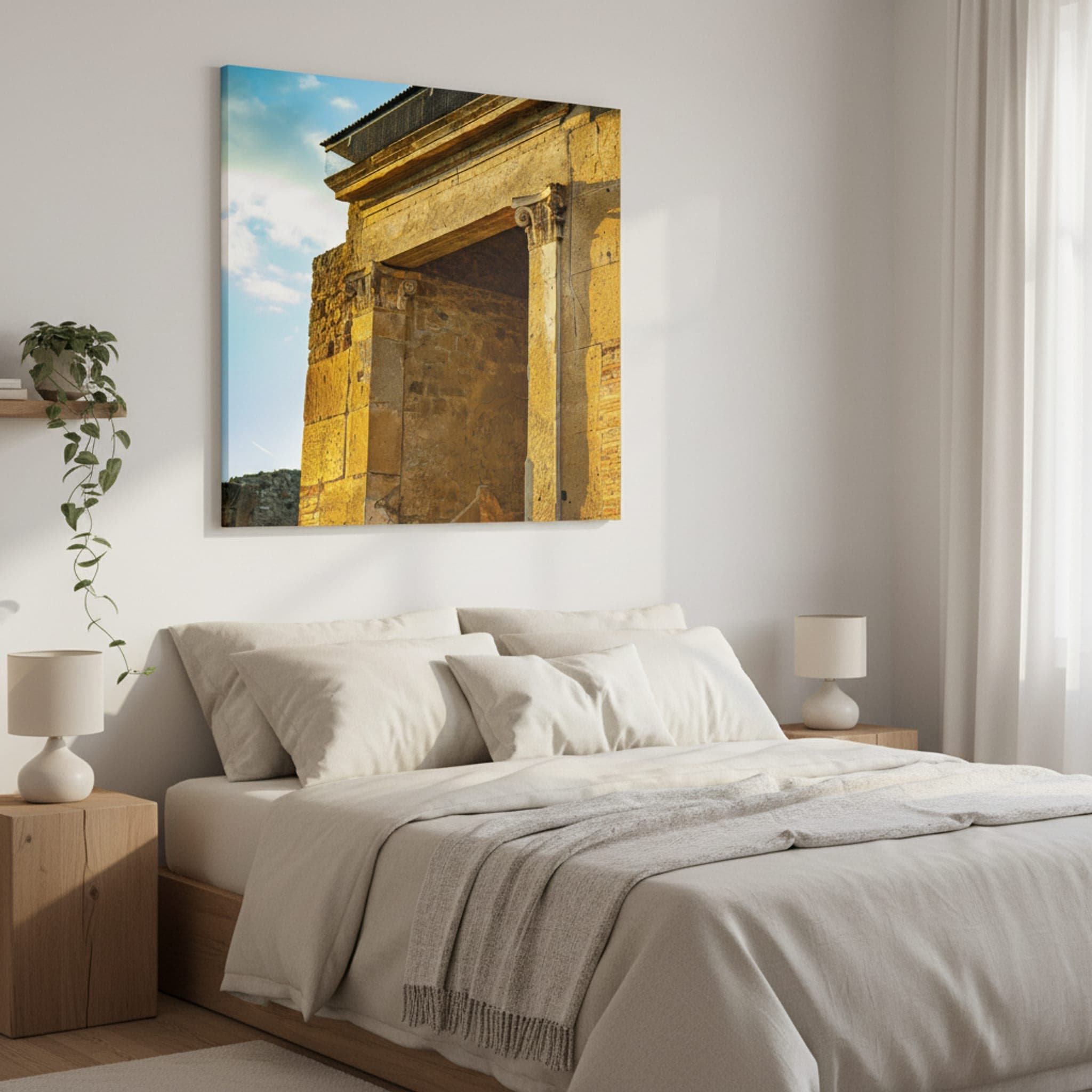 Pompeii's Golden Echo shown as a canvas print in a styled interior, view 3 of 3