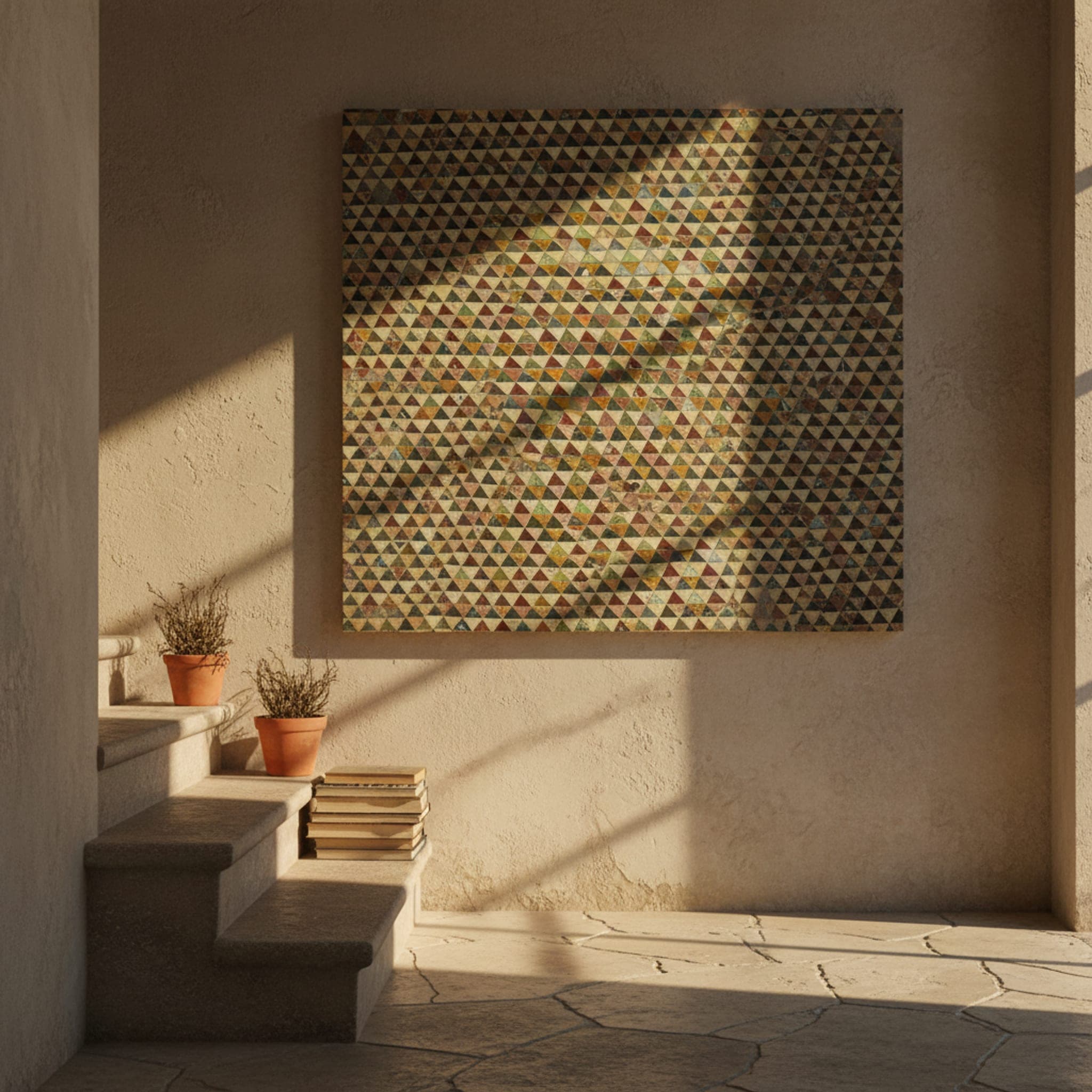 Pompeii Floor Mosaic shown as a canvas print in a styled interior, view 3 of 3