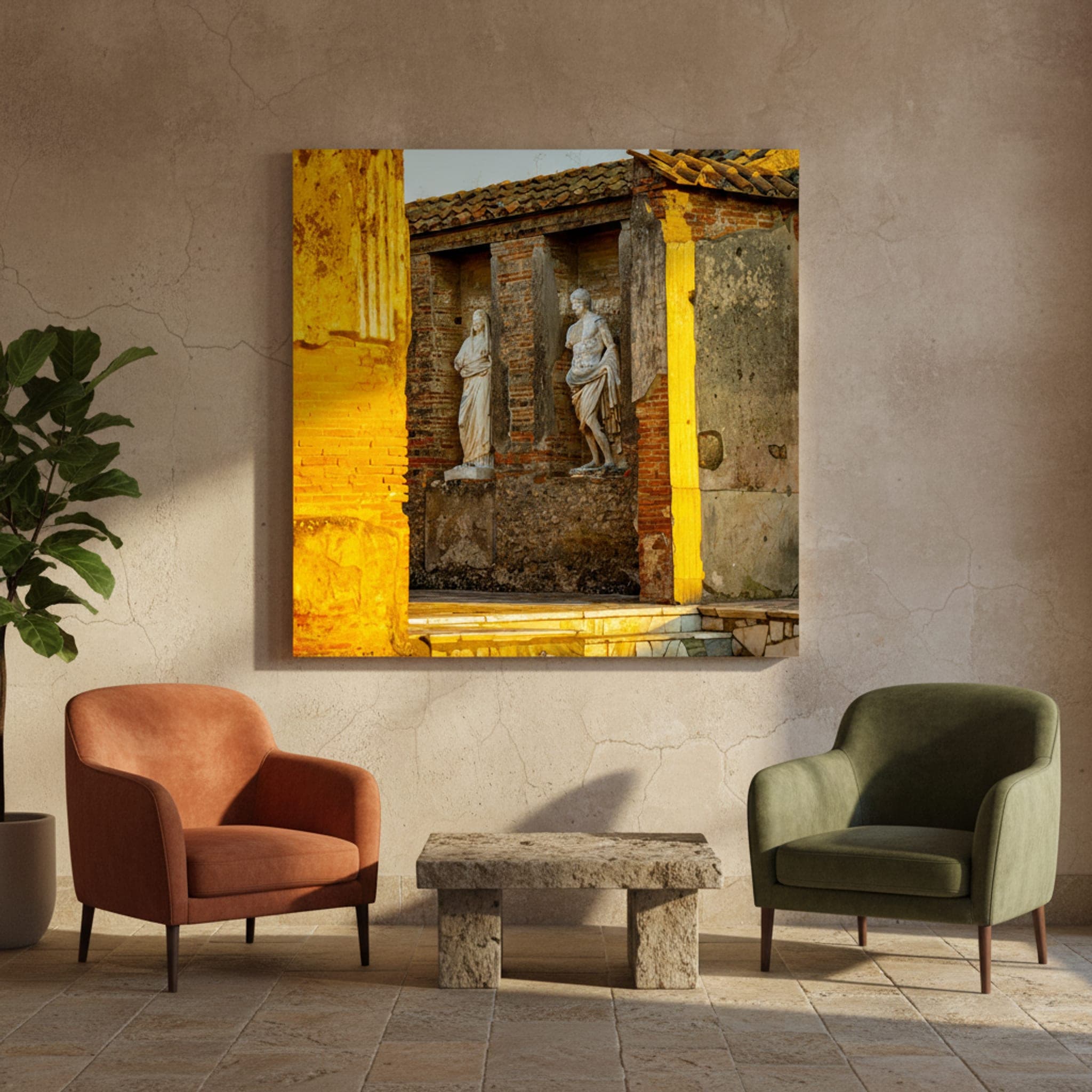 Echoes of Pompeii shown as a canvas print in a styled interior, view 1 of 3