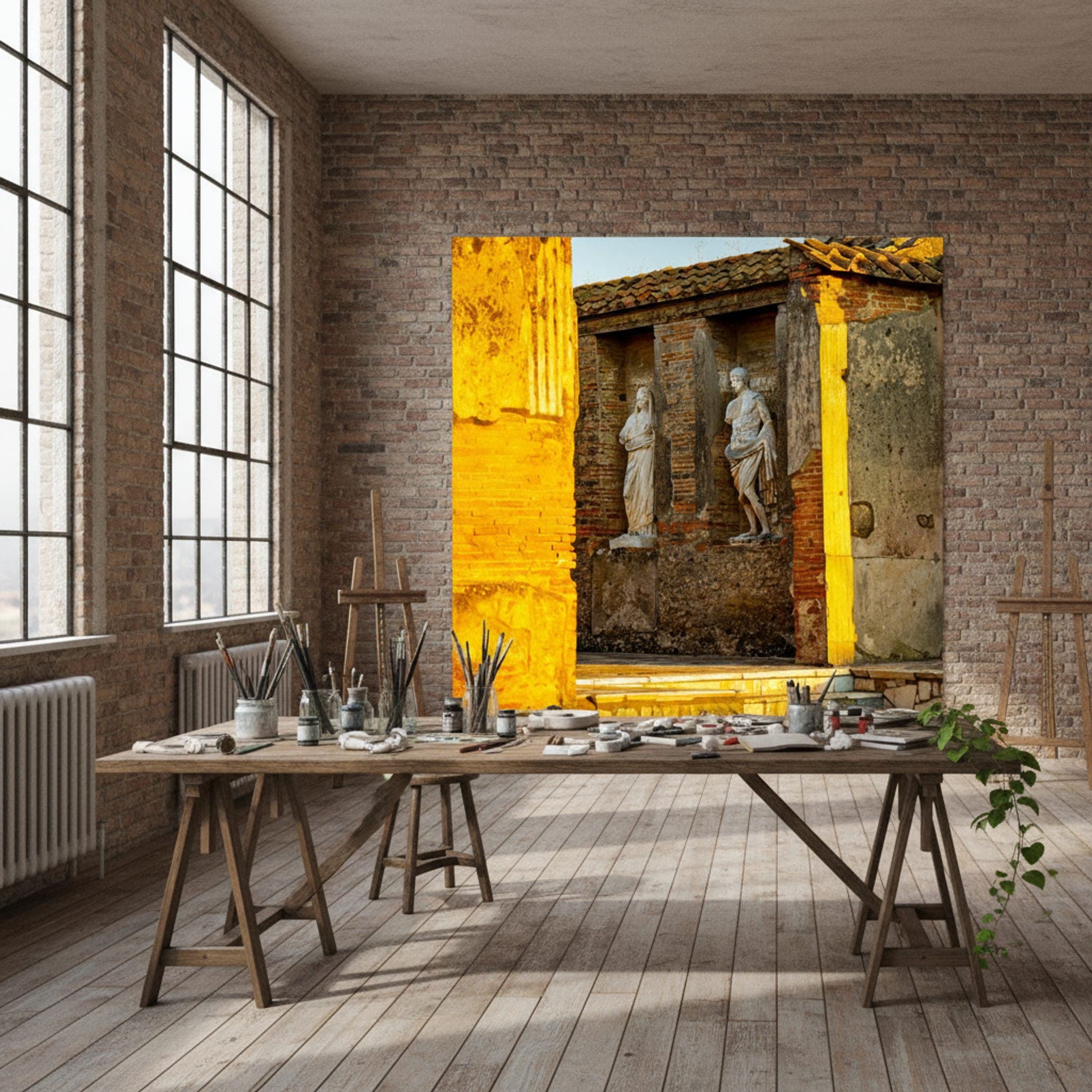 Echoes of Pompeii shown as a canvas print in a styled interior, view 2 of 3