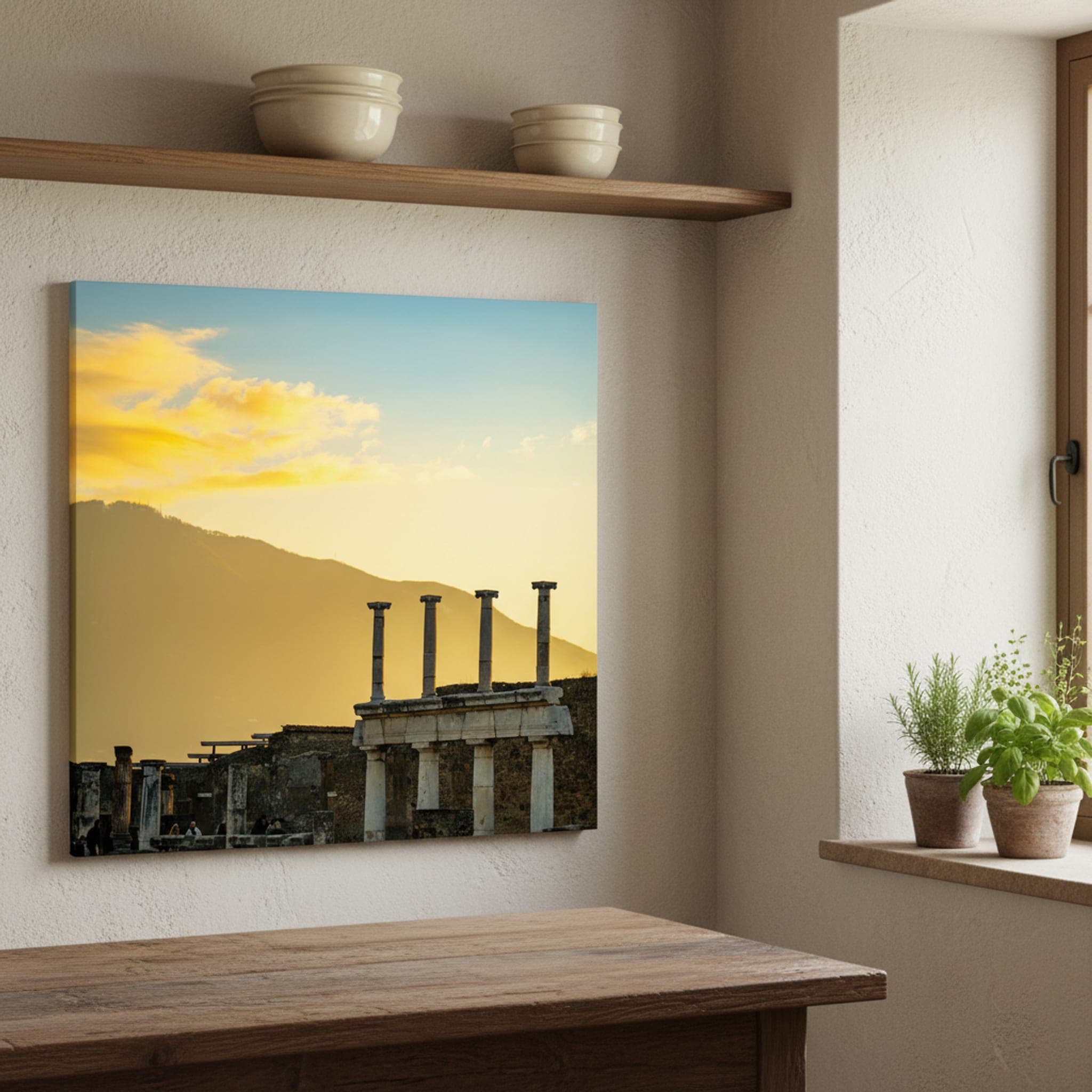 Pompeii's Fading Light shown as a canvas print in a styled interior, view 3 of 3