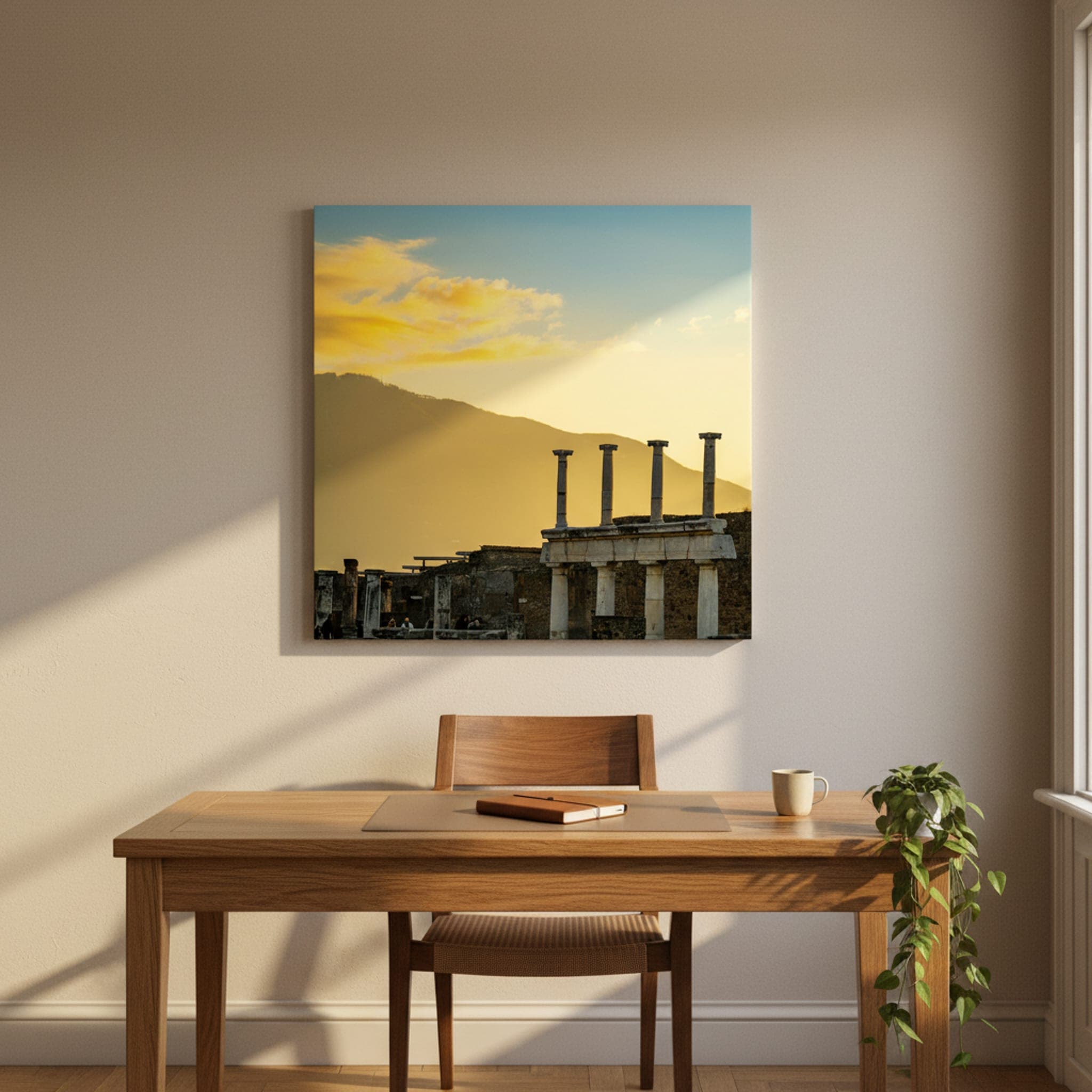 Pompeii's Fading Light shown as a canvas print in a styled interior, view 1 of 3
