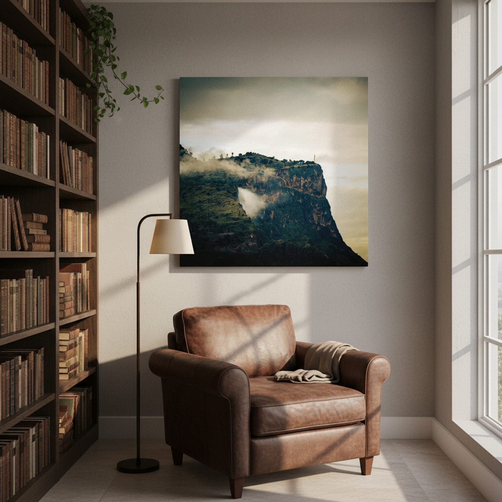 Misty Mountain Crown shown as a canvas print in a styled interior, view 1 of 3