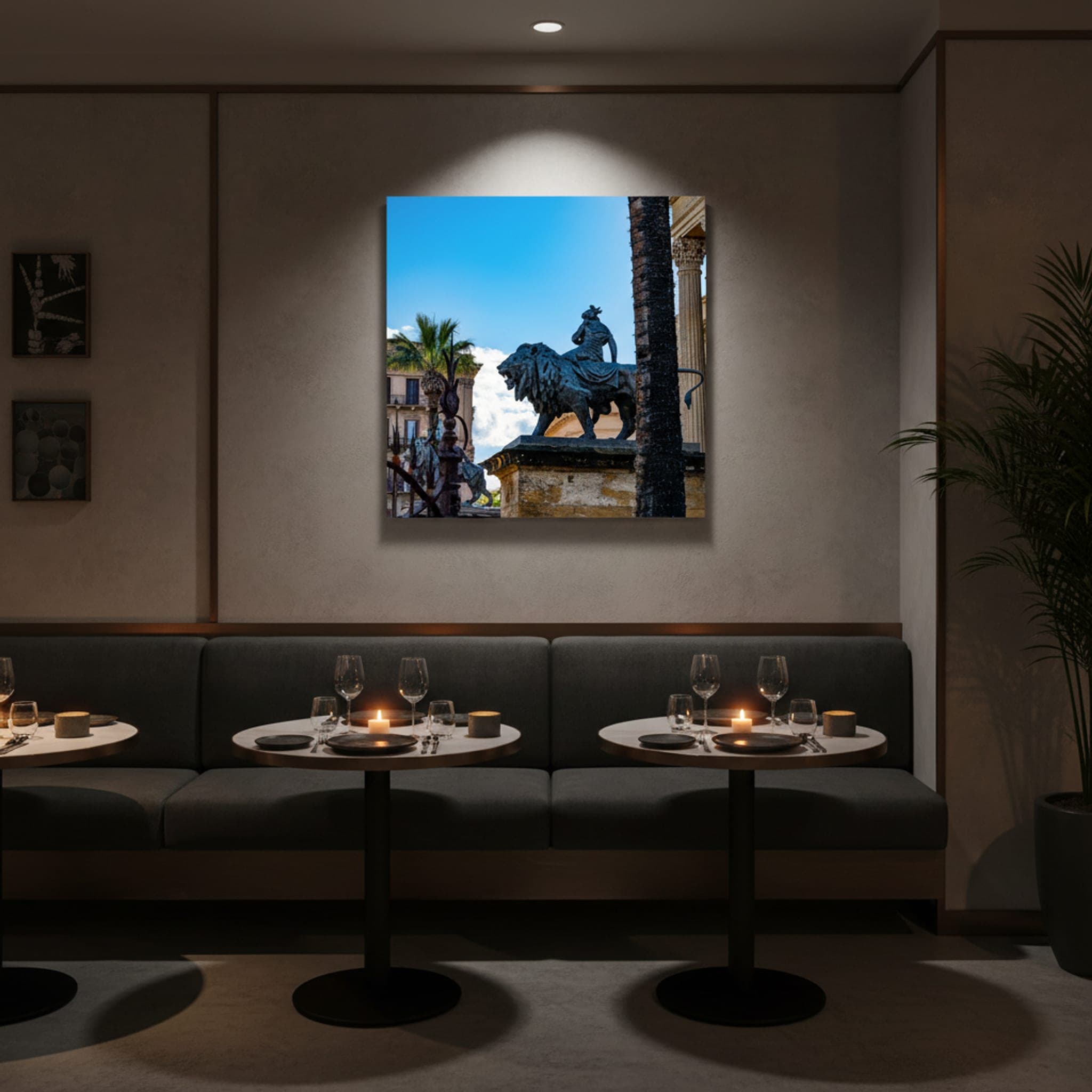 Palermo's Regal Lion shown as a canvas print in a styled interior, view 3 of 3