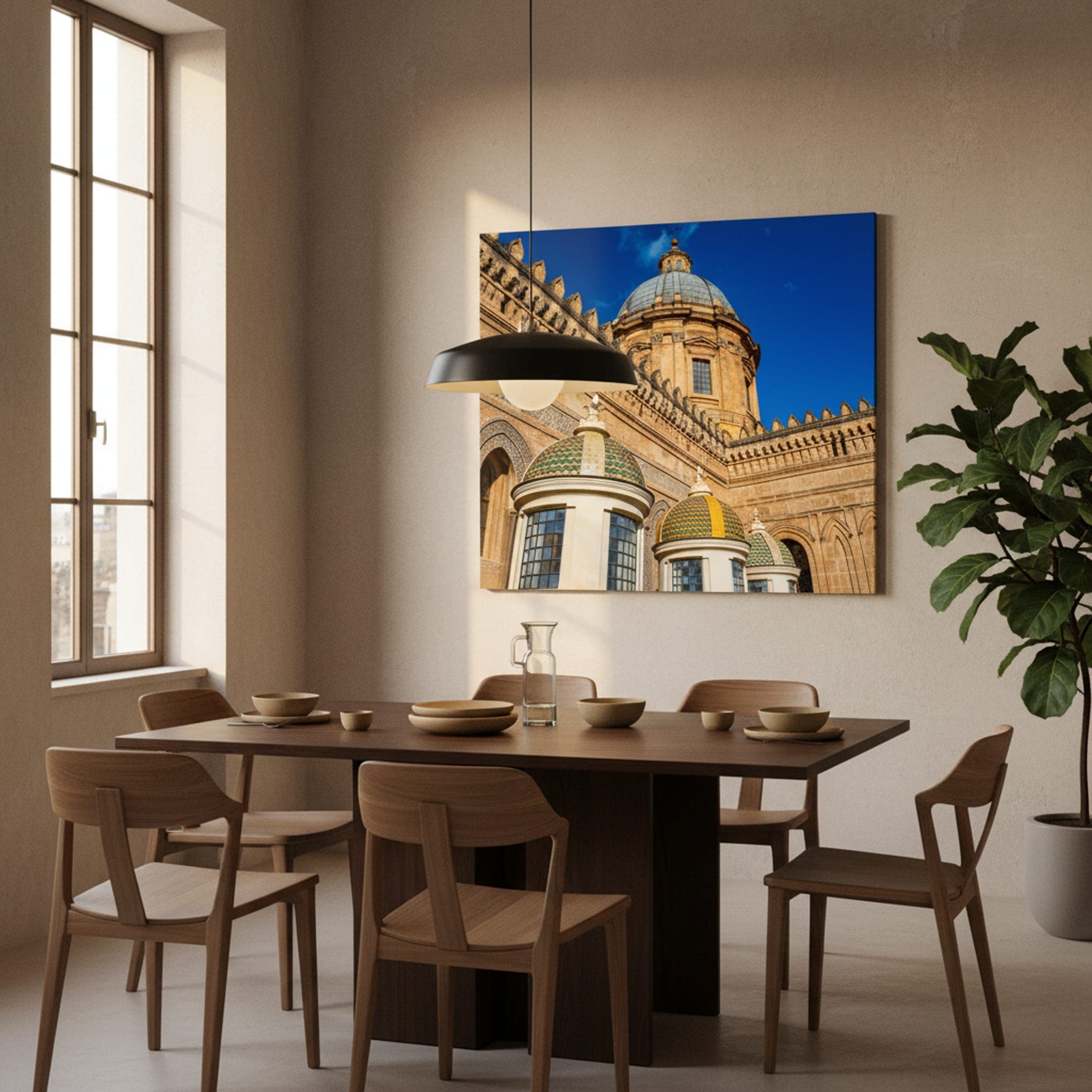 Palermo's Celestial Domes shown as a canvas print in a styled interior, view 2 of 3