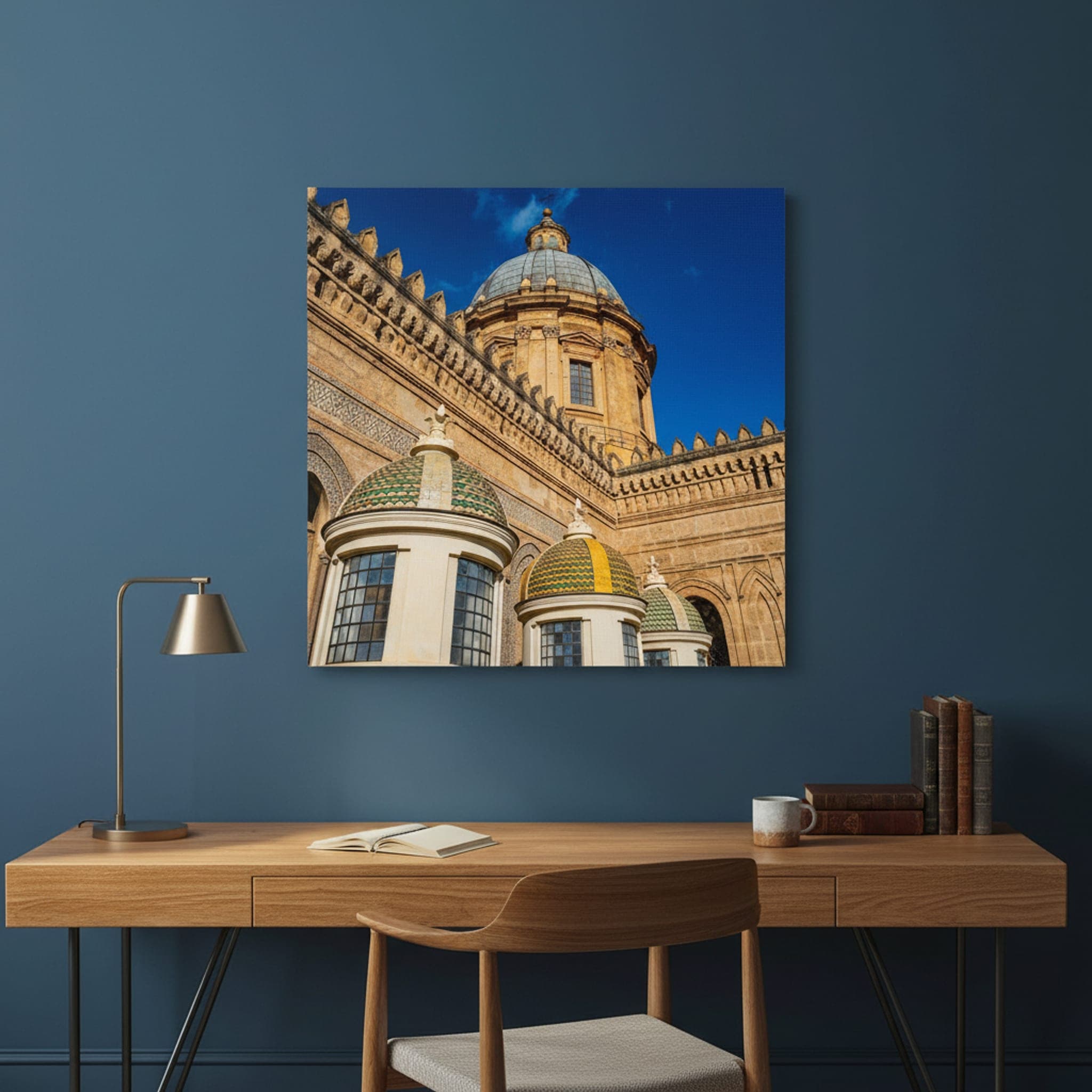 Palermo's Celestial Domes shown as a canvas print in a styled interior, view 3 of 3