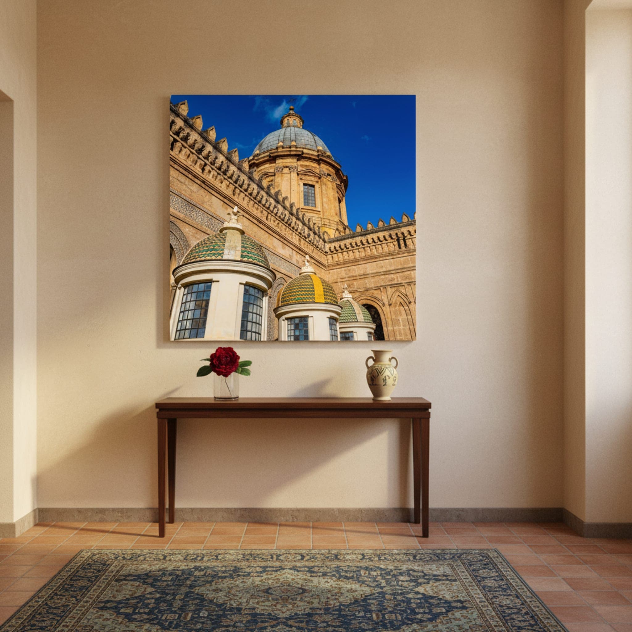 Palermo's Celestial Domes shown as a canvas print in a styled interior, view 1 of 3