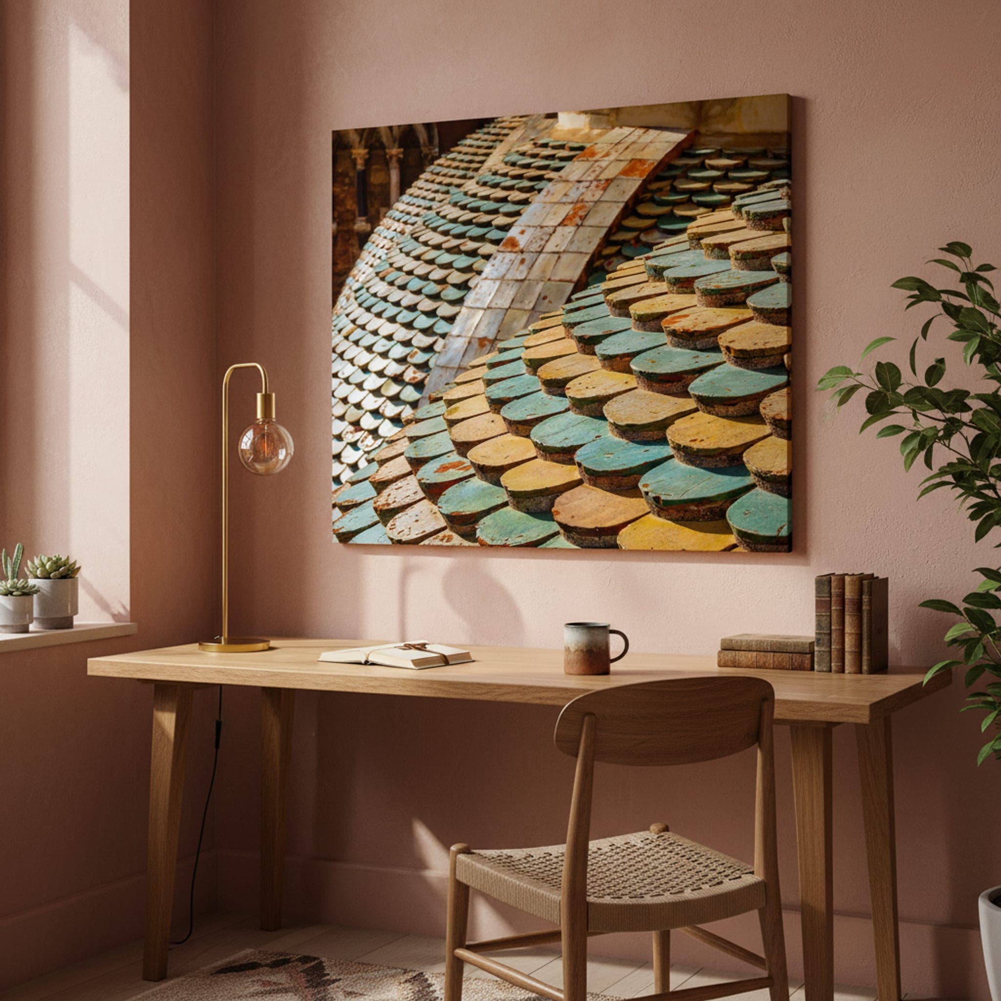 Palermo's Tiled Scales shown as a canvas print in a styled interior, view 3 of 3
