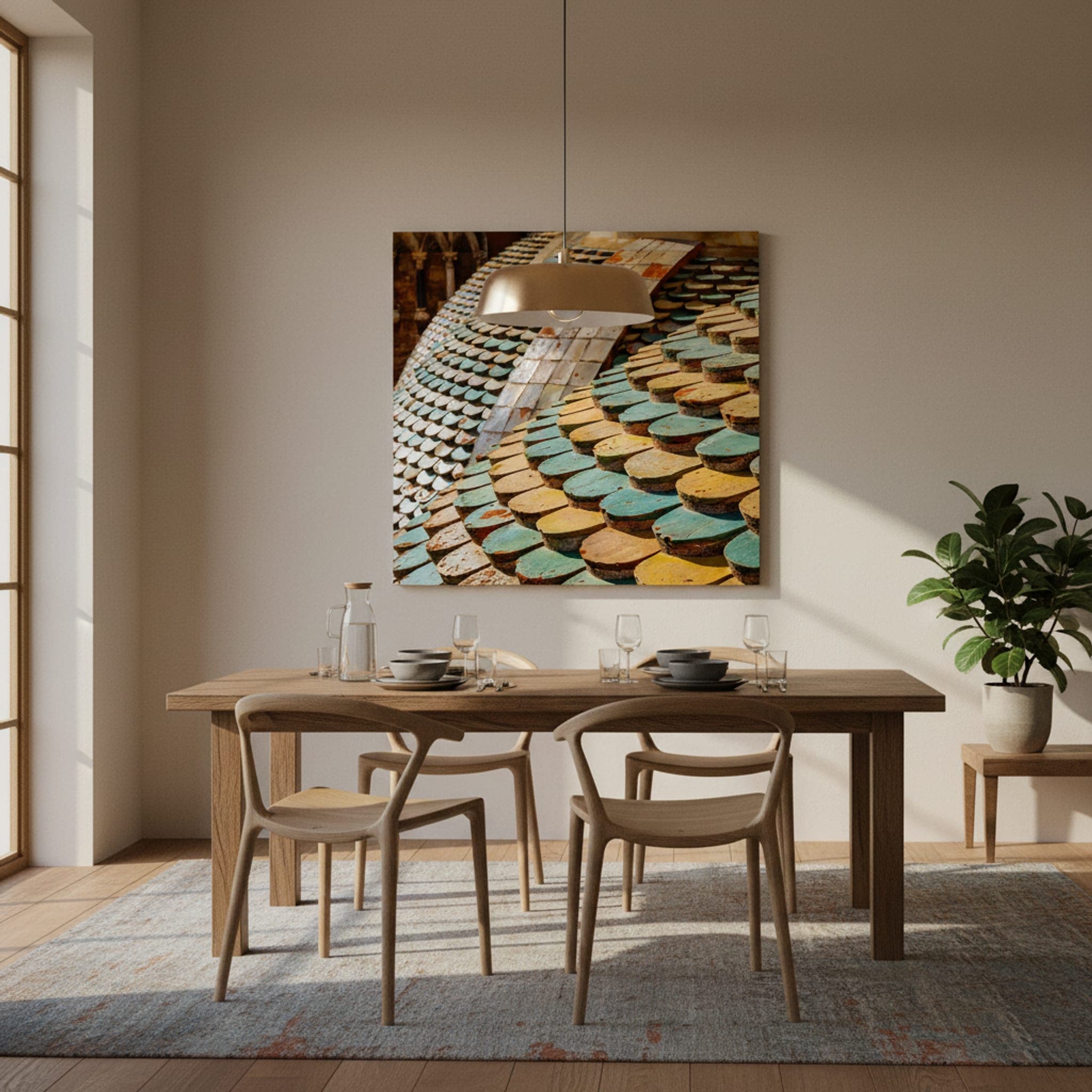 Palermo's Tiled Scales shown as a canvas print in a styled interior, view 2 of 3