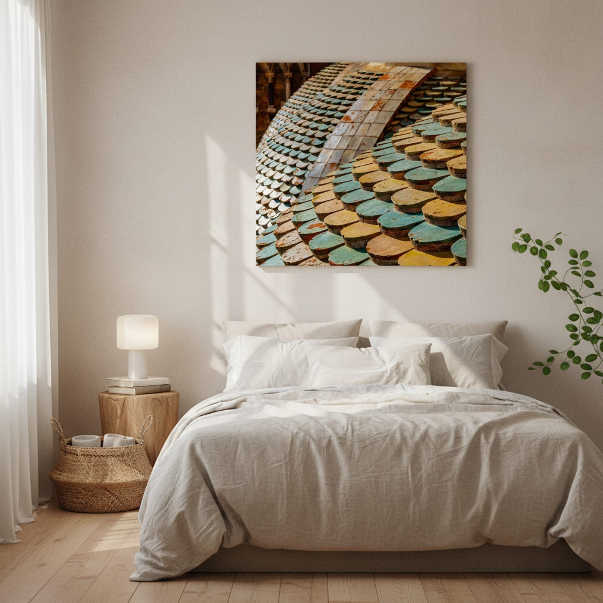 Palermo's Tiled Scales shown as a canvas print in a styled interior, view 1 of 3