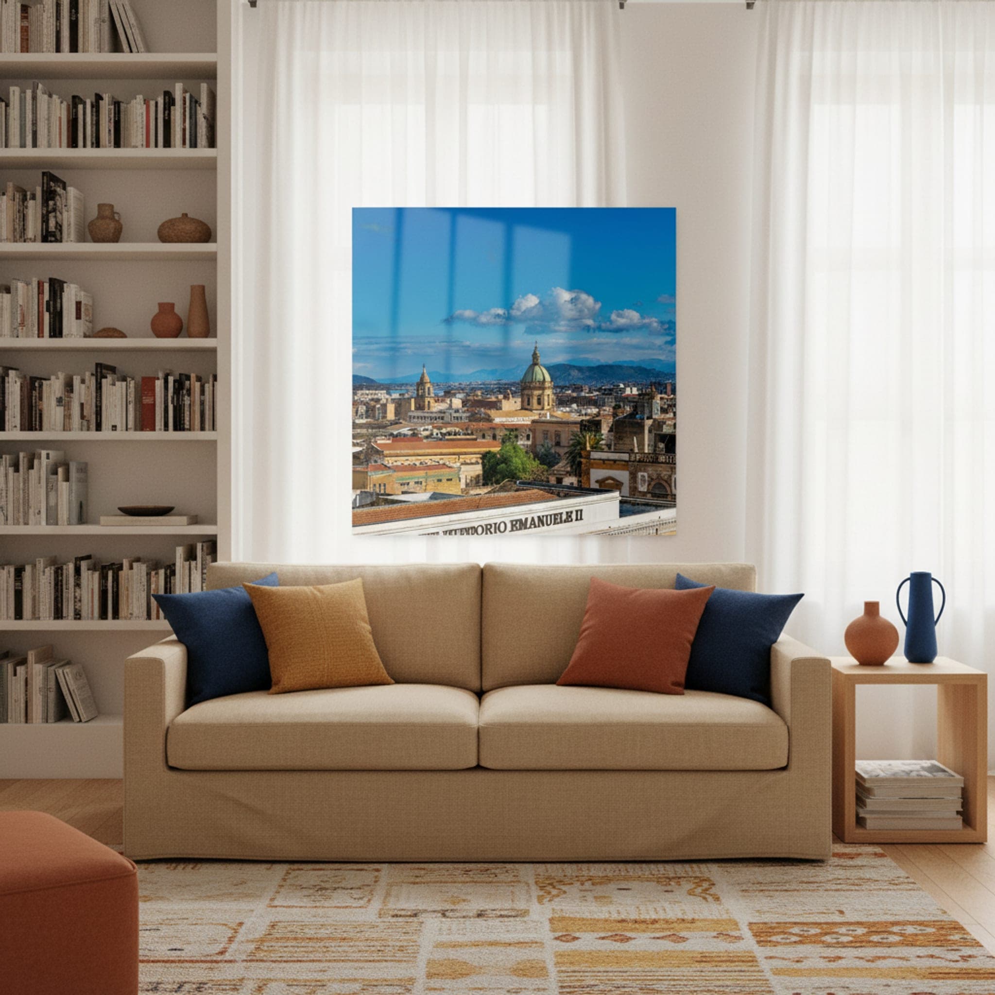 Palermo's Azure Crown shown as a canvas print in a styled interior, view 2 of 3