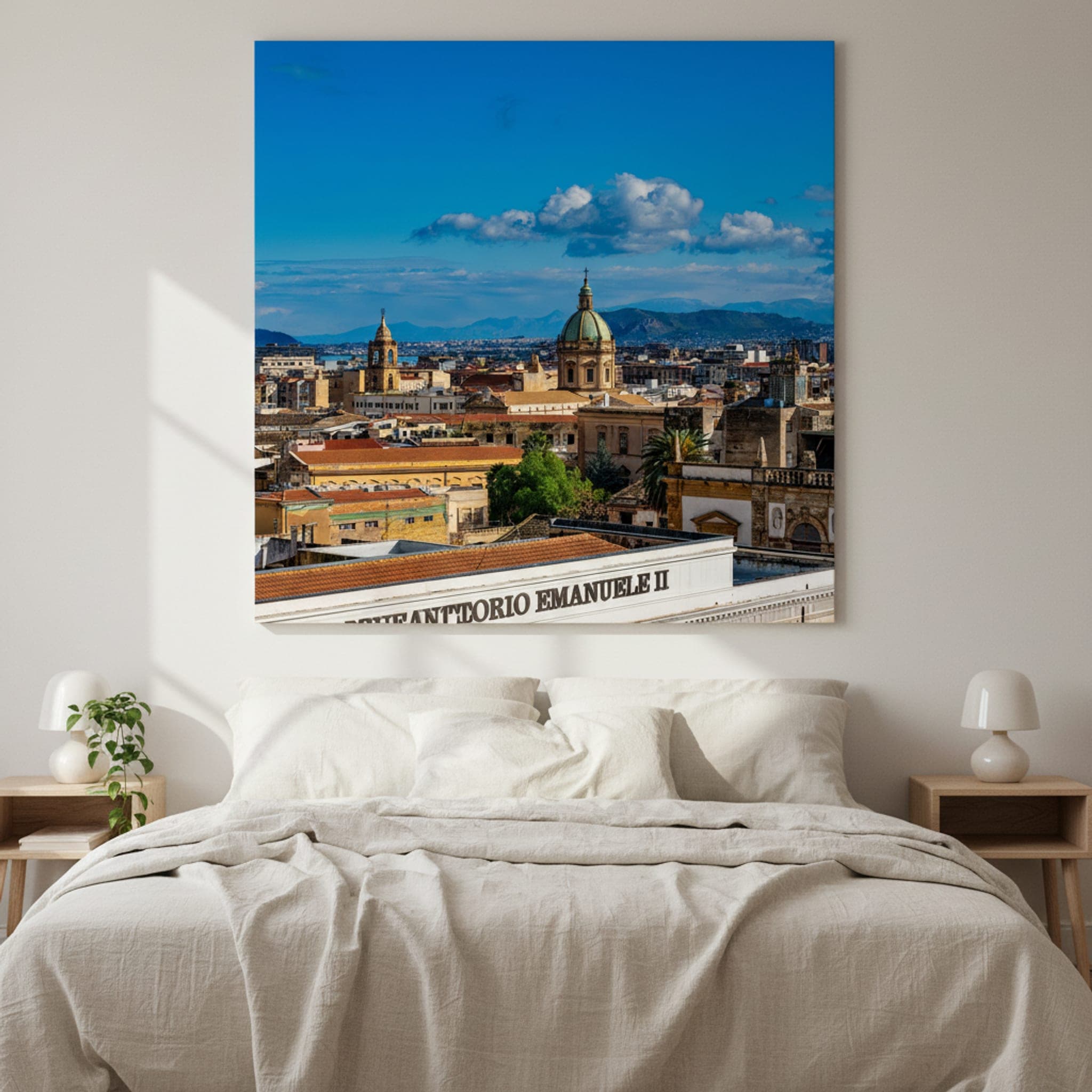Palermo's Azure Crown shown as a canvas print in a styled interior, view 3 of 3