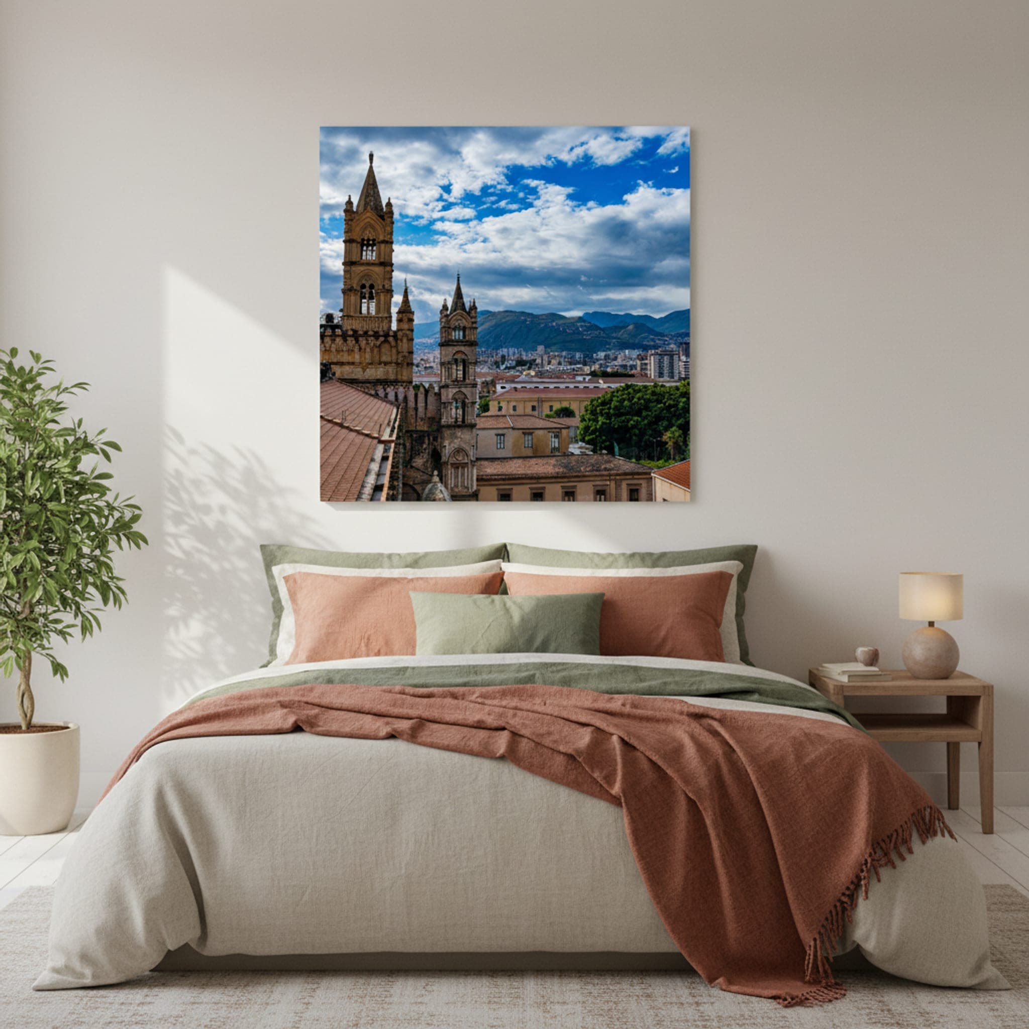 Palermo's Gothic Embrace shown as a canvas print in a styled interior, view 3 of 3