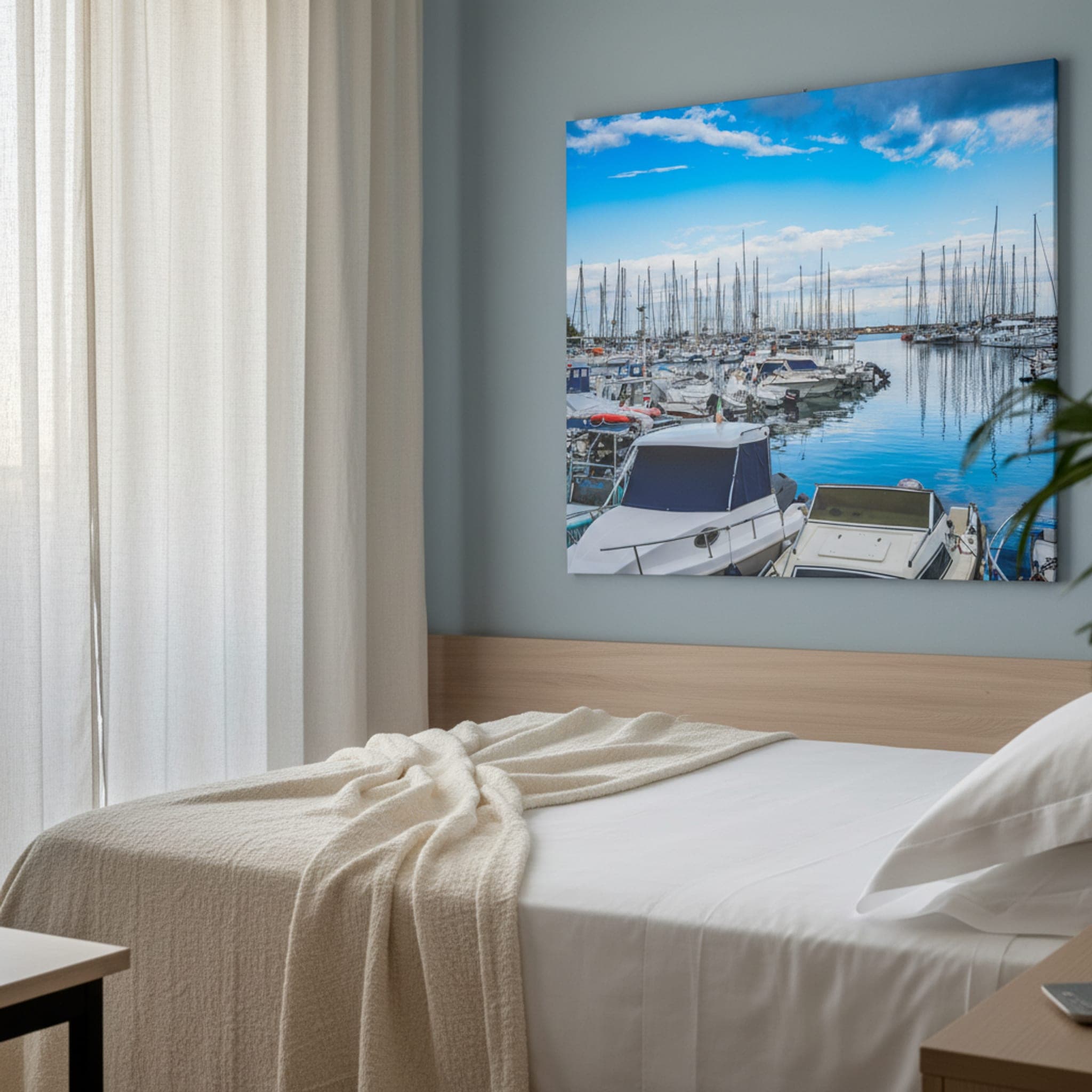 Palermo's Sailing Fleet shown as a canvas print in a styled interior, view 2 of 3