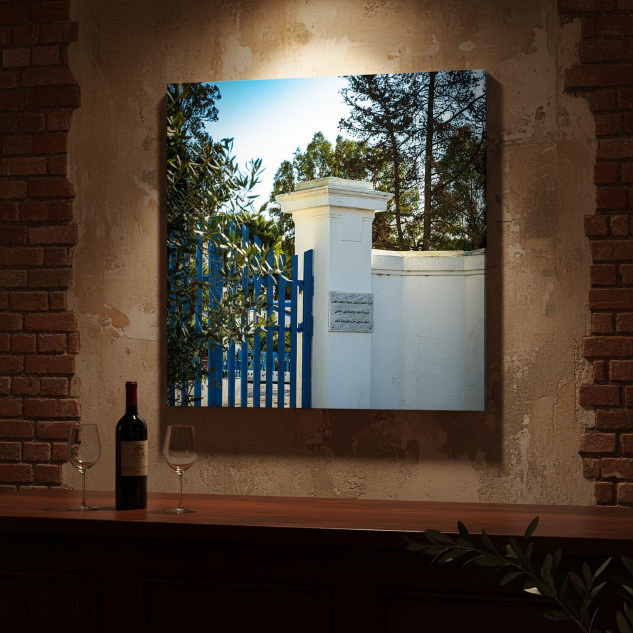 Blue Gate of Tunis shown as a canvas print in a styled interior, view 3 of 3
