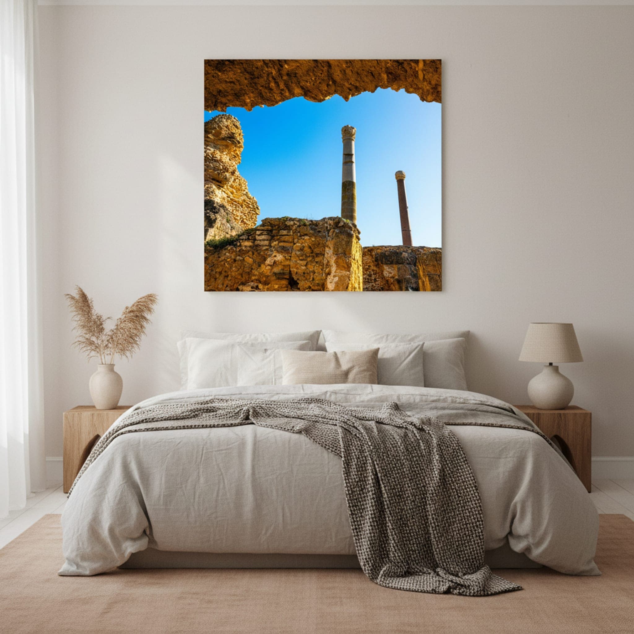 Carthaginian Pillars Rise shown as a canvas print in a styled interior, view 1 of 3