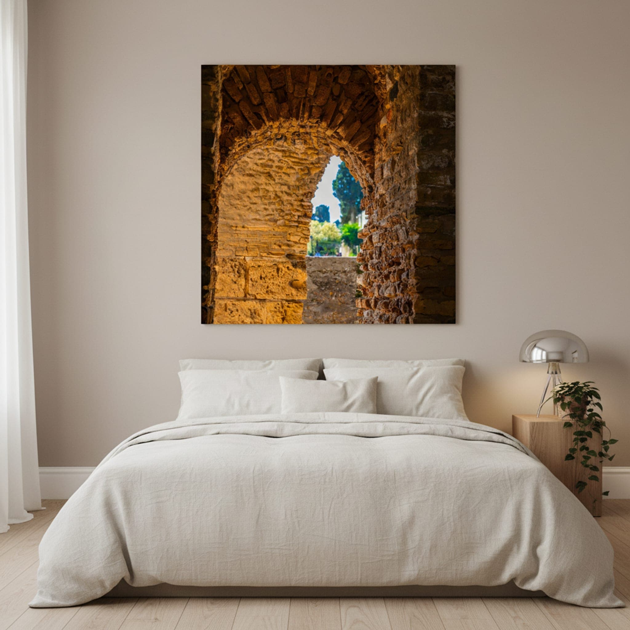 Tunis Arches of Time shown as a canvas print in a styled interior, view 2 of 3
