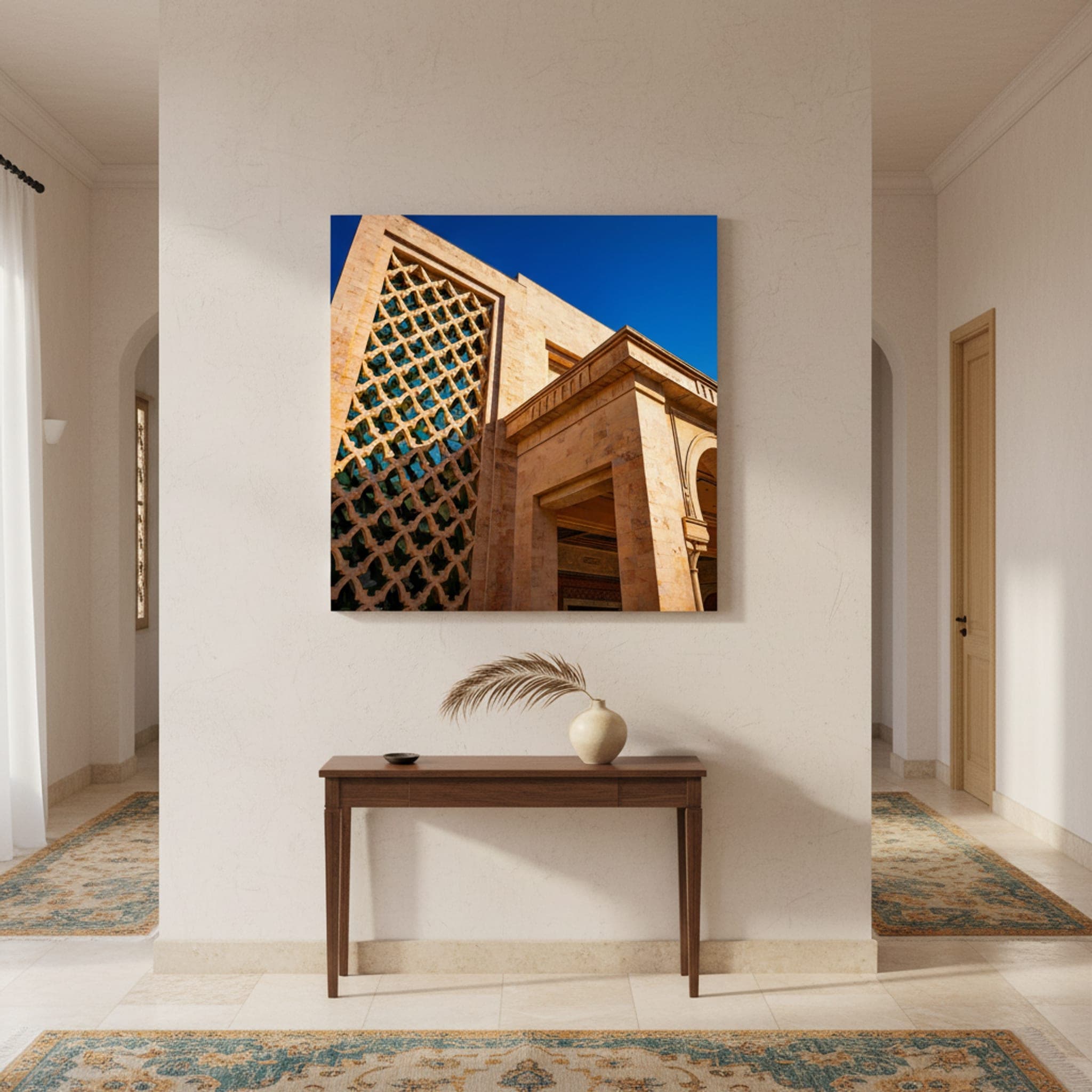 Tunis Geometry shown as a canvas print in a styled interior, view 2 of 3