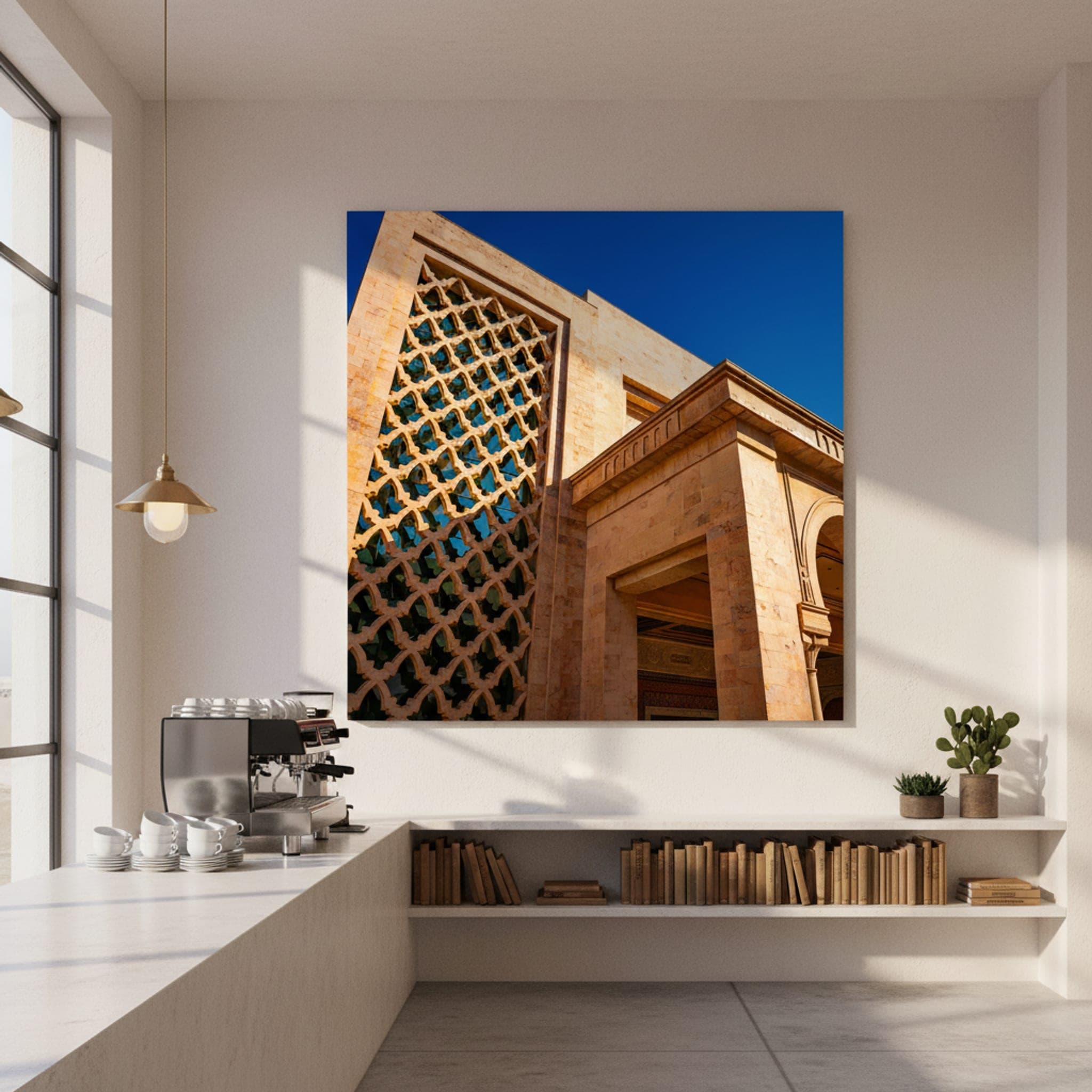 Tunis Geometry shown as a canvas print in a styled interior, view 1 of 3