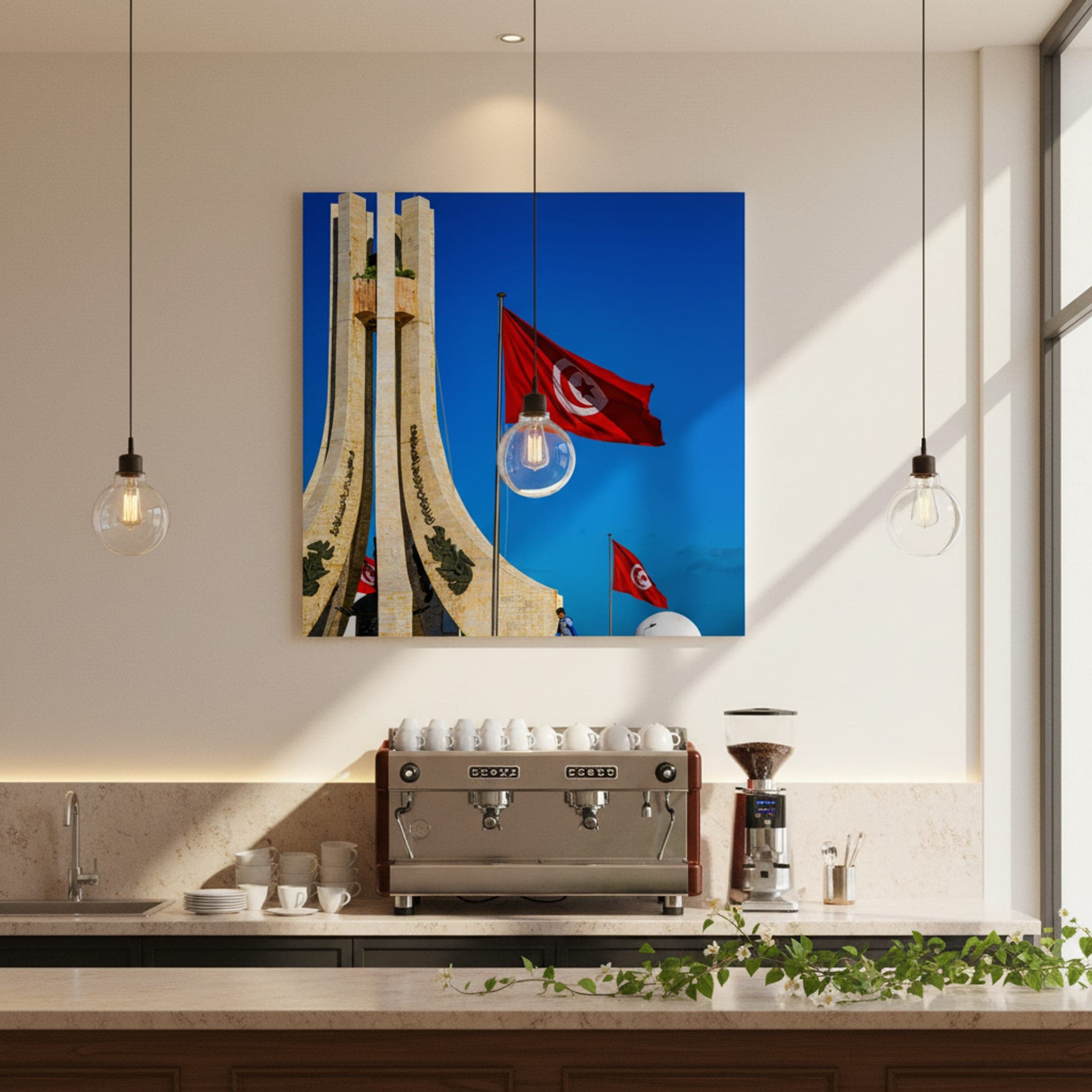 Tunisian Winds of Freedom shown as a canvas print in a styled interior, view 2 of 3