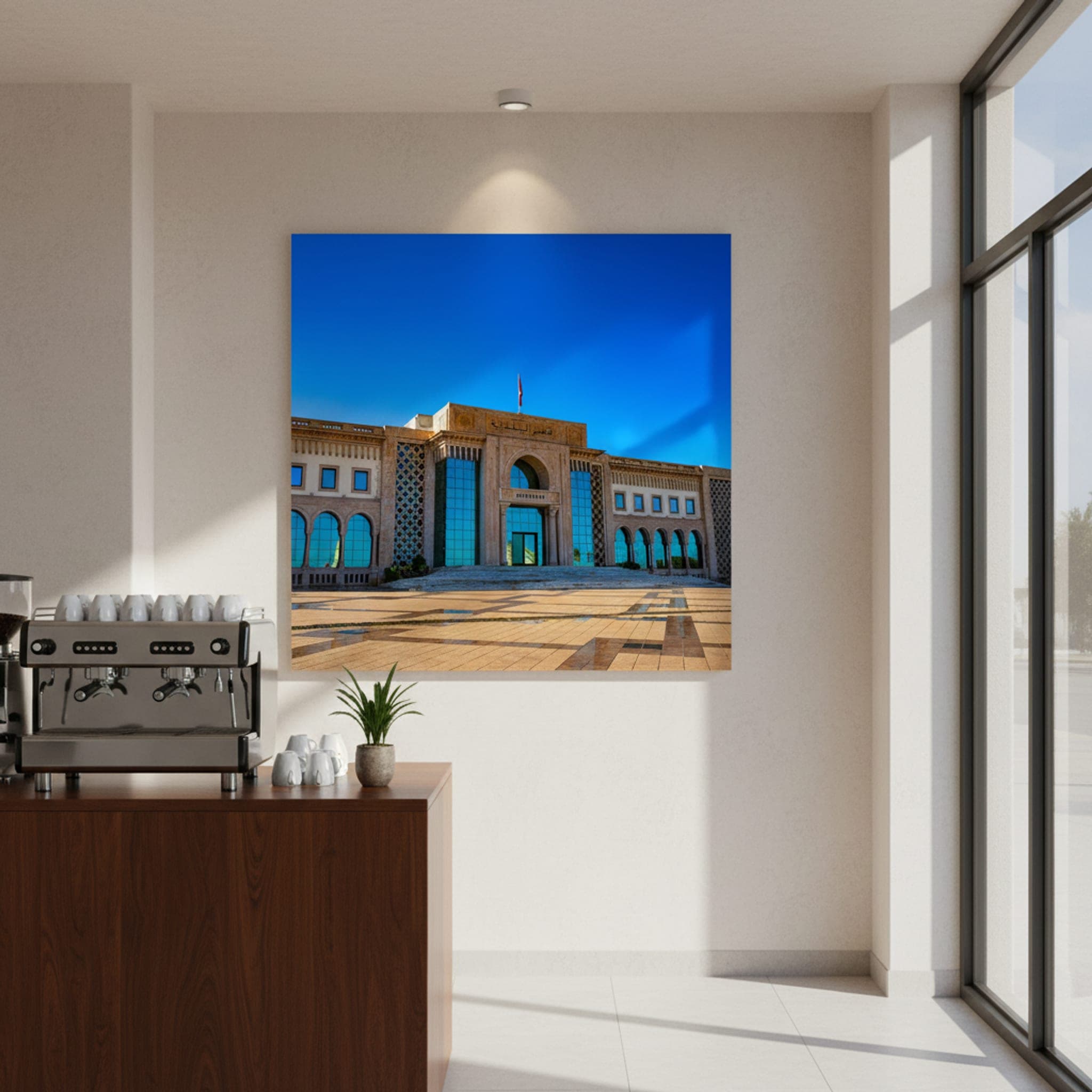 Tunis Civic Splendor shown as a canvas print in a styled interior, view 3 of 3