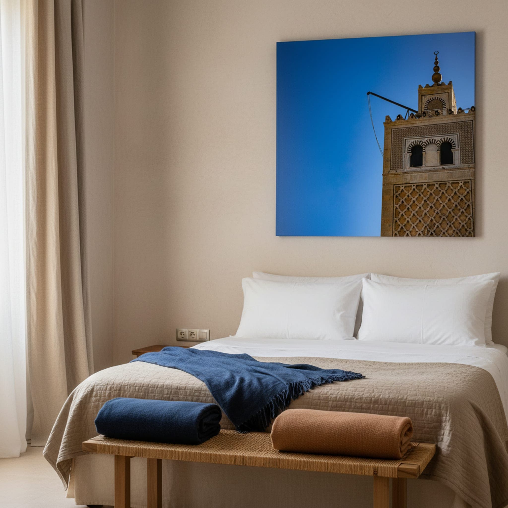 Tunis Minaret Ascendant shown as a canvas print in a styled interior, view 3 of 3